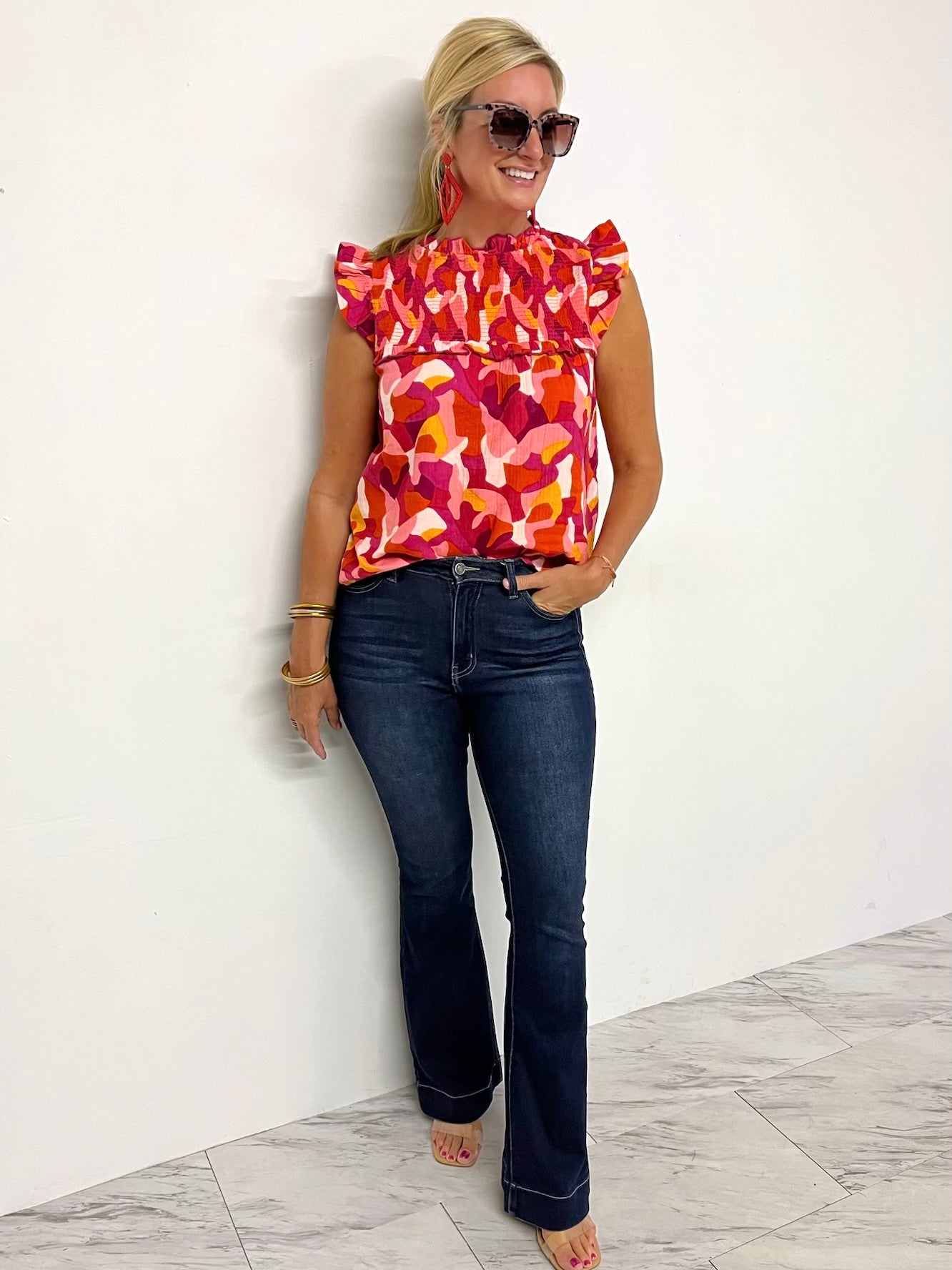 Rayna Smocked + Spotted Top - FINAL SALE