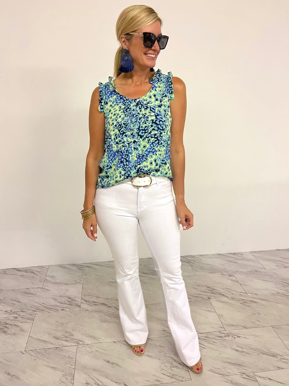 Alison Print Ruffle Tank Top - FINAL SALE