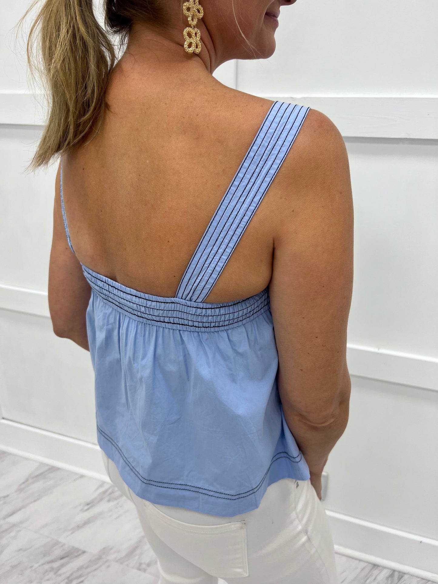 Peri Top Stitch Button Top-FINAL SALE