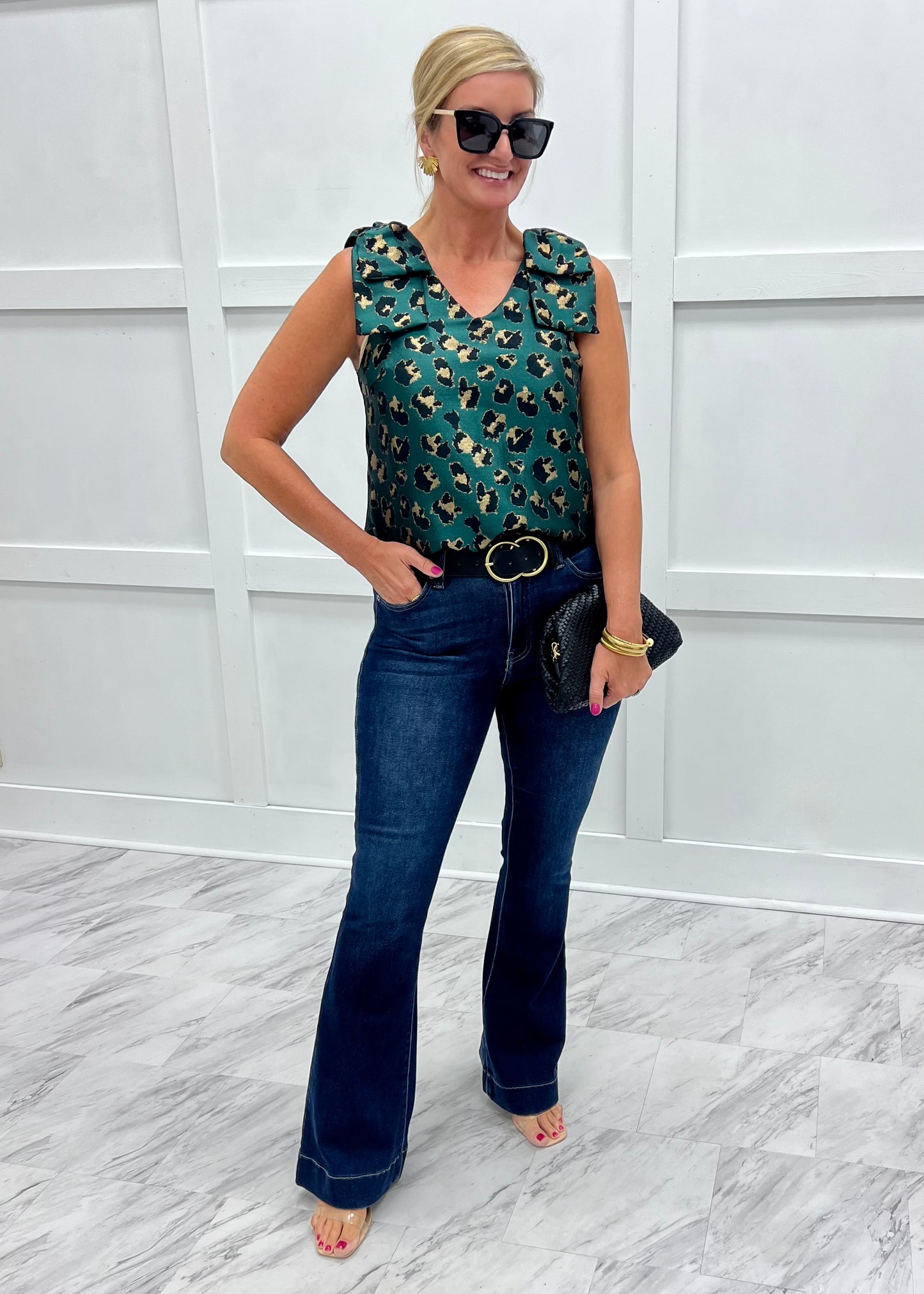 Ensley Leopard Top (Green)