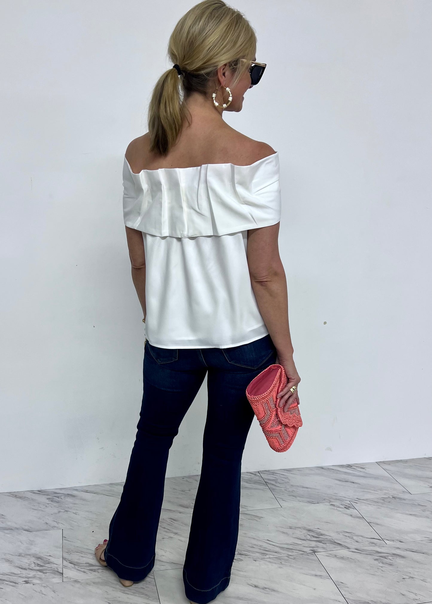 Mika Bow Off The Shoulder Top (White)-FINAL SALE