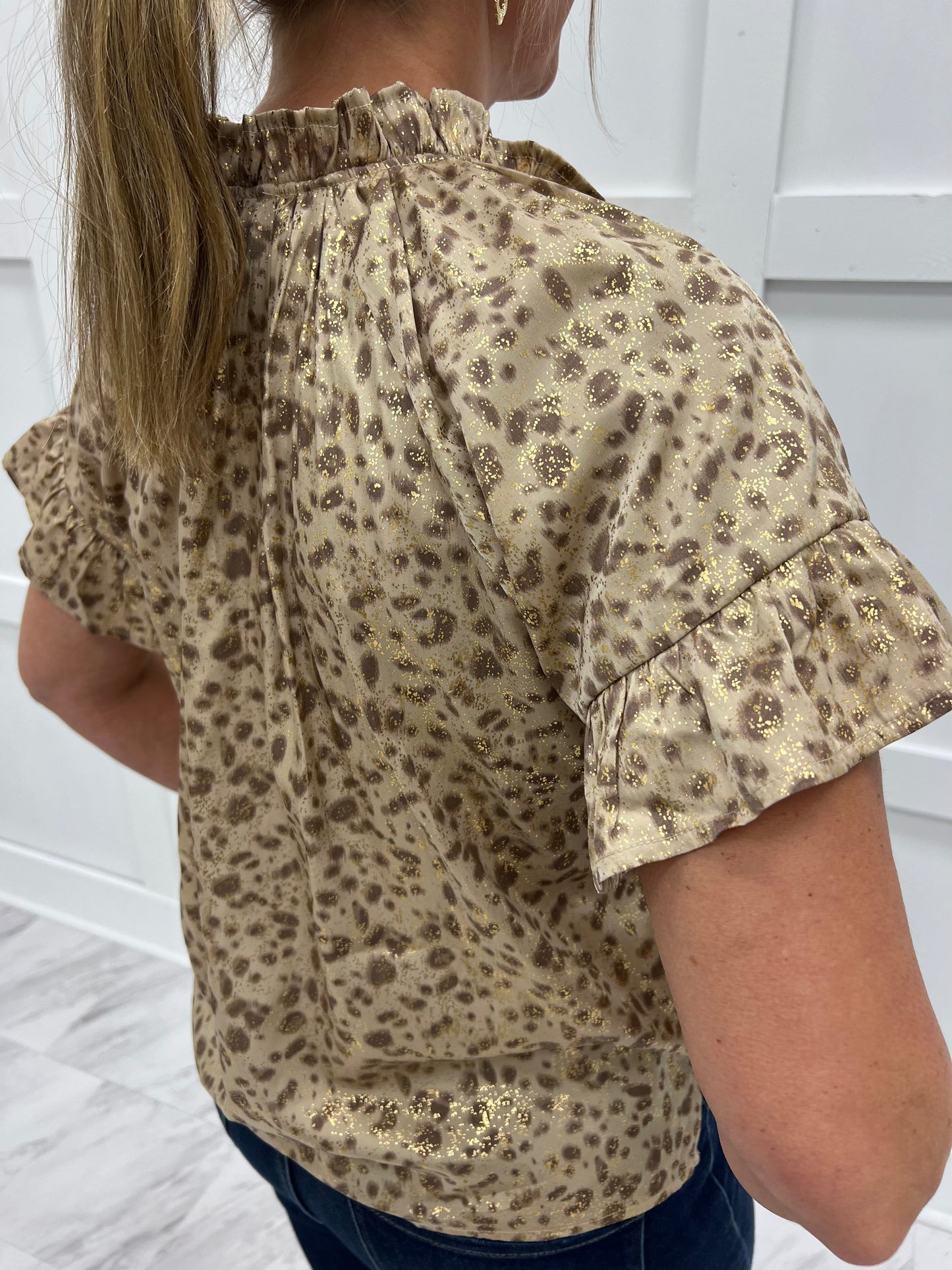 Athena Shimmer Leopard Top