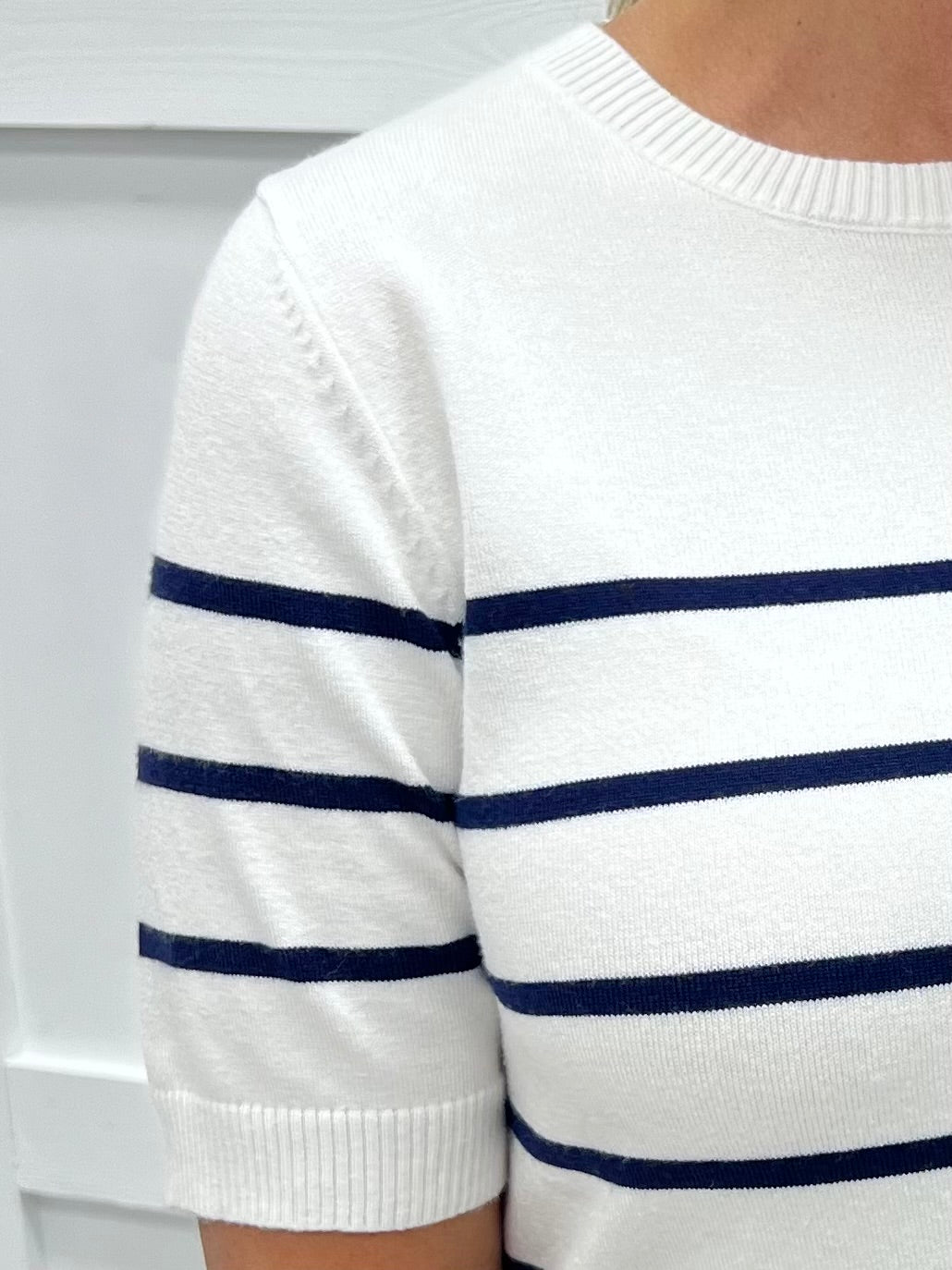 Serena Stripe Sweater (White)