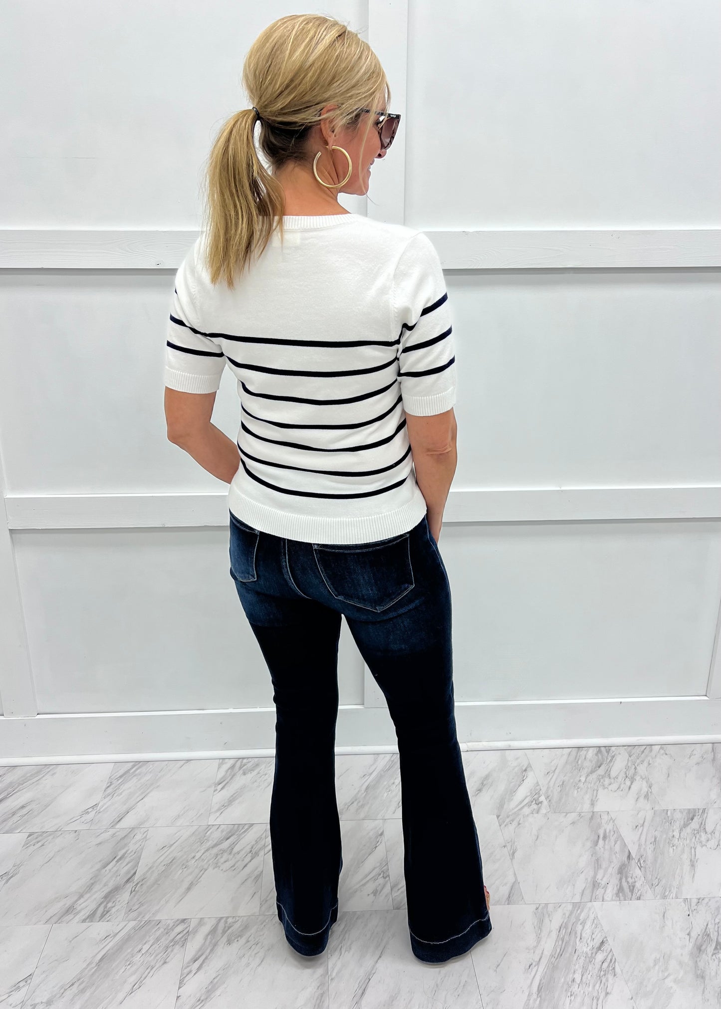 Serena Stripe Sweater (White)