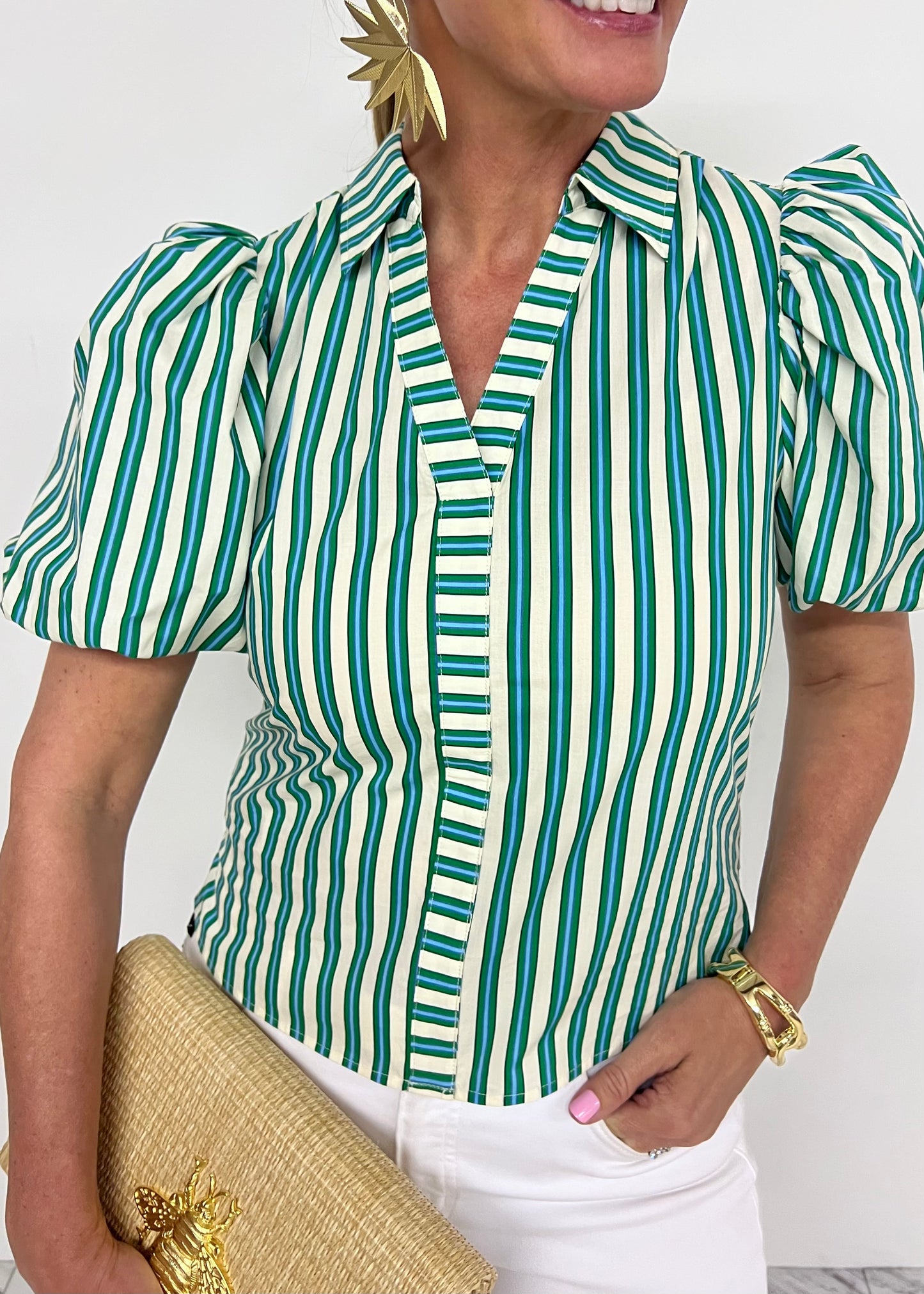 Luna Stripe V.Neck Top-FINAL SALE
