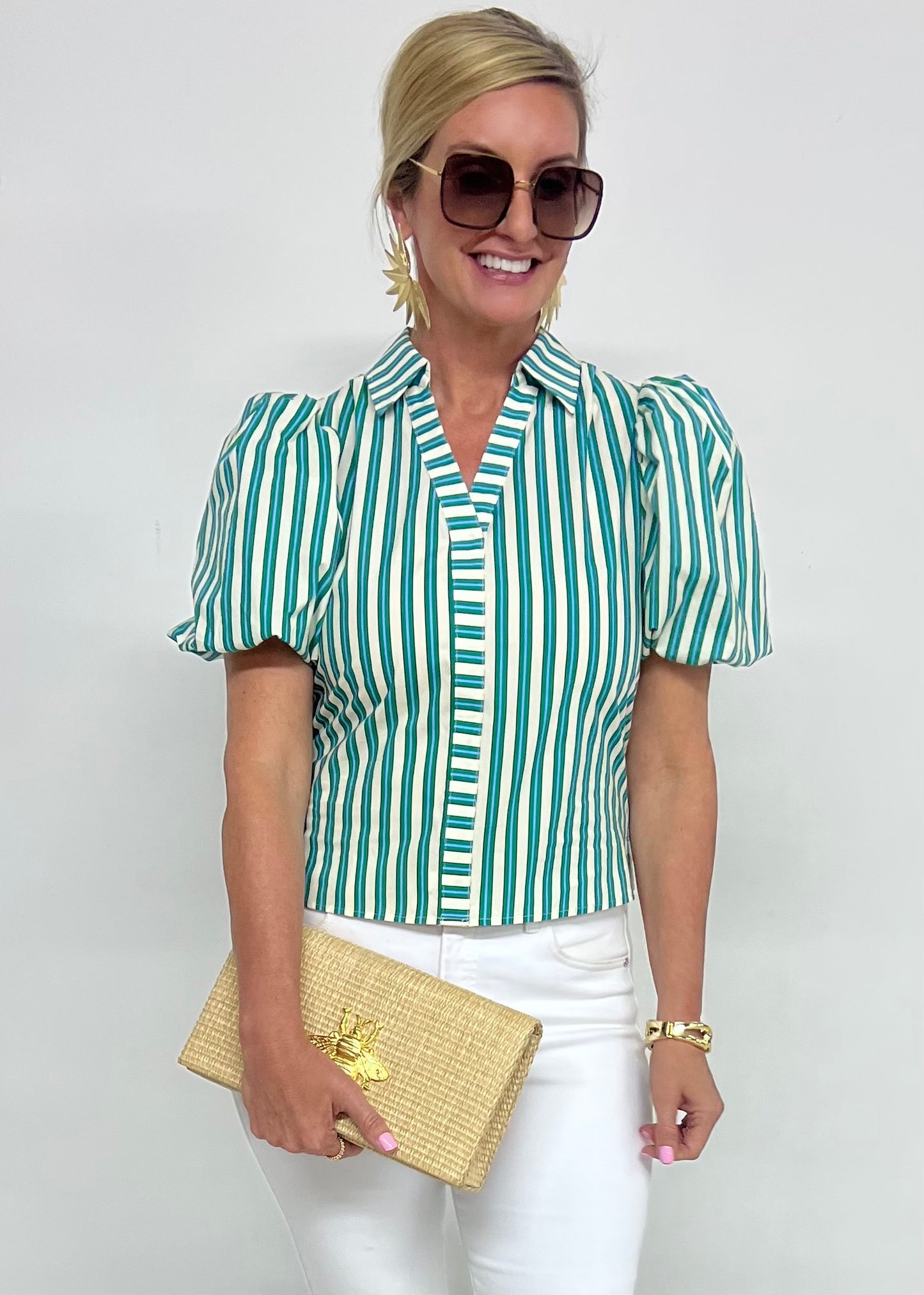 Luna Stripe V.Neck Top-FINAL SALE