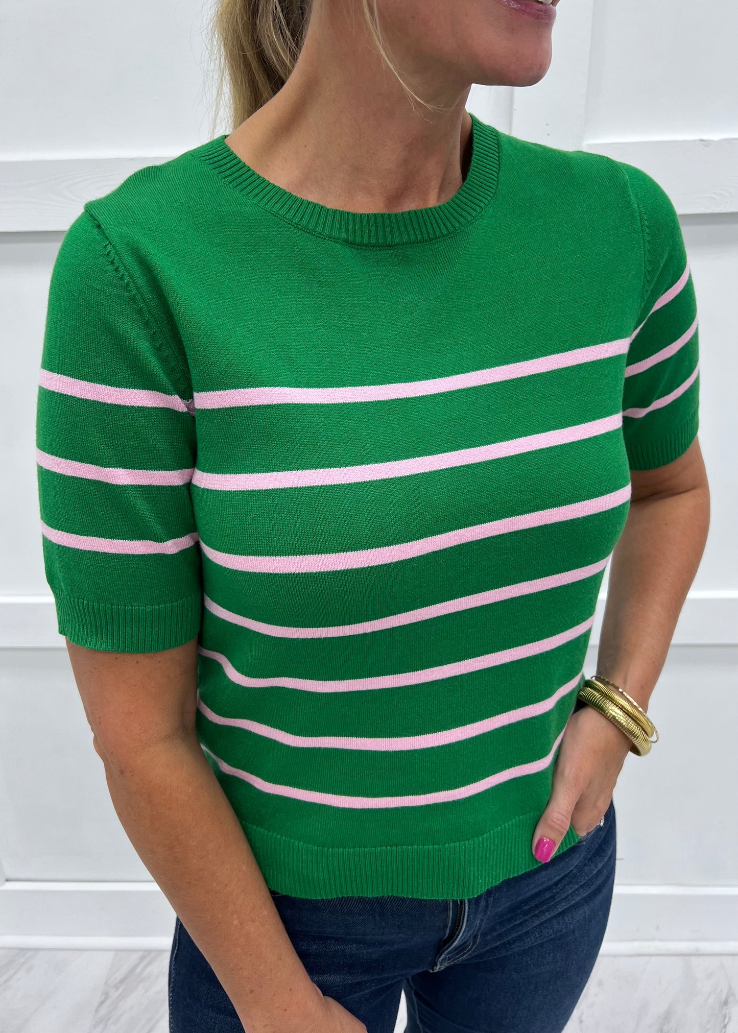 Serena Stripe Sweater (Green)