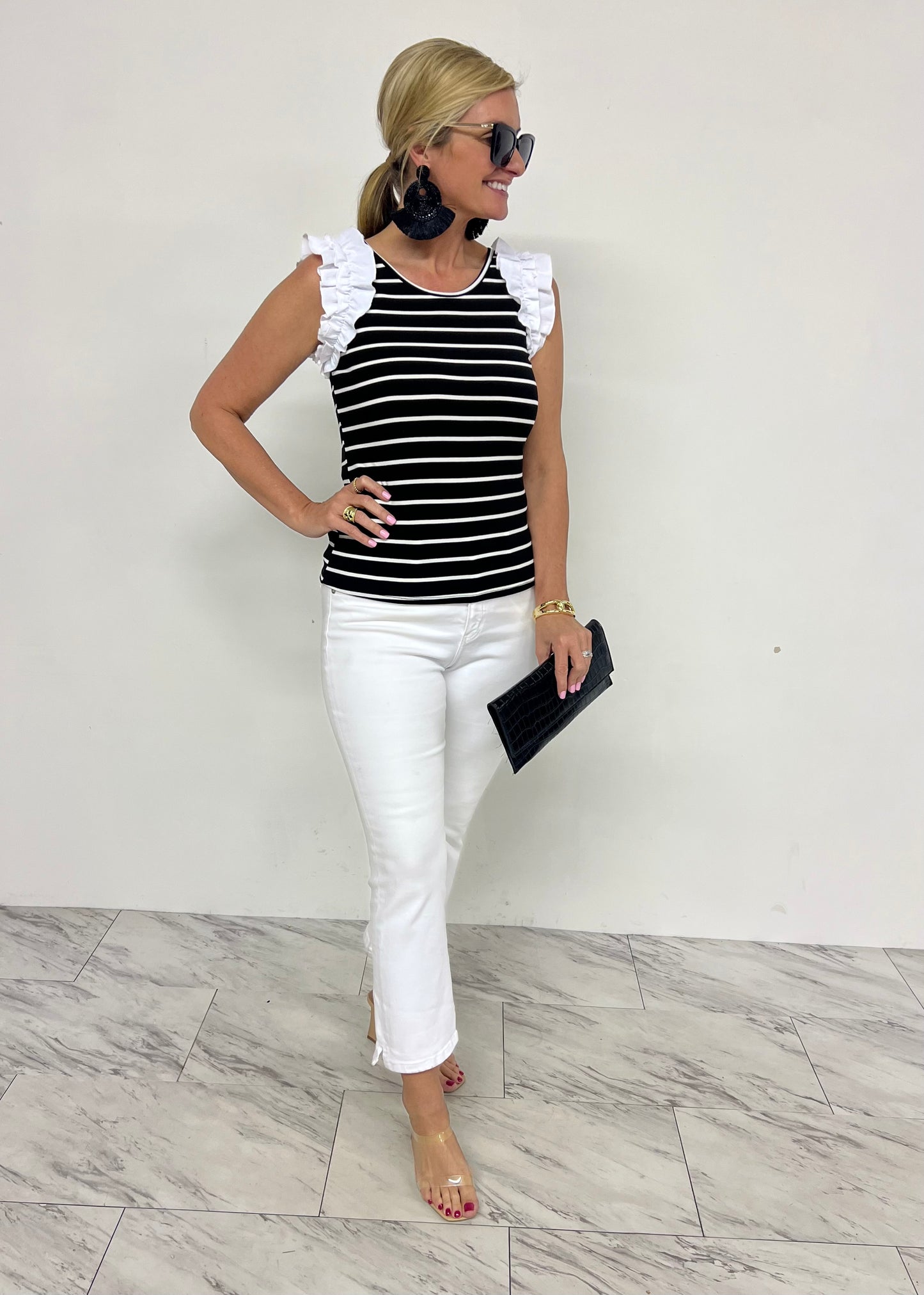 Rae Striped Top (Black)-FINAL SALE