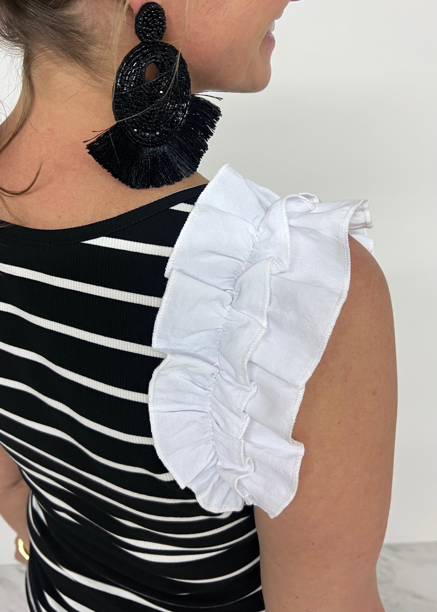 Rae Striped Top (Black)-FINAL SALE