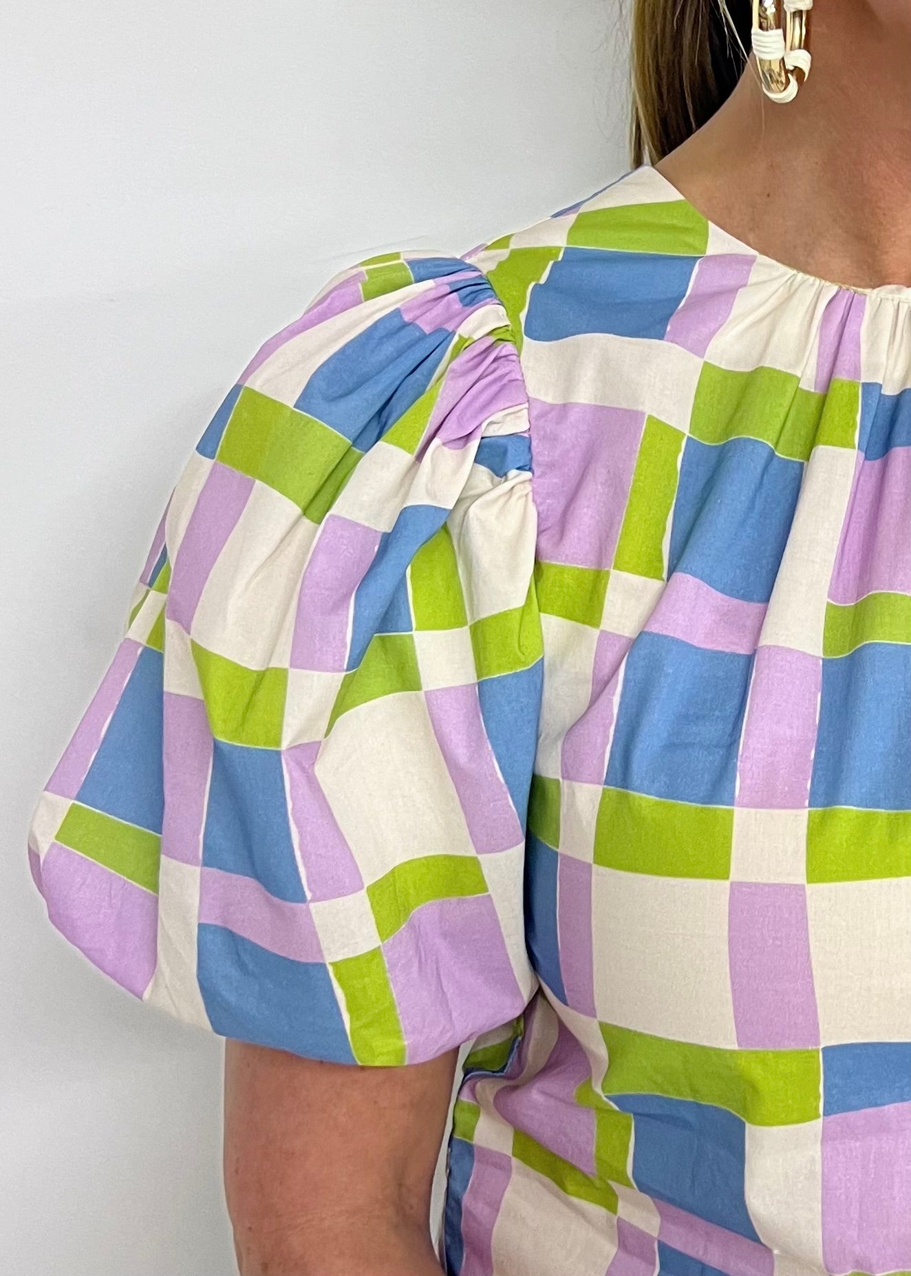 Sutton Squares Button Back Top-FINAL SALE