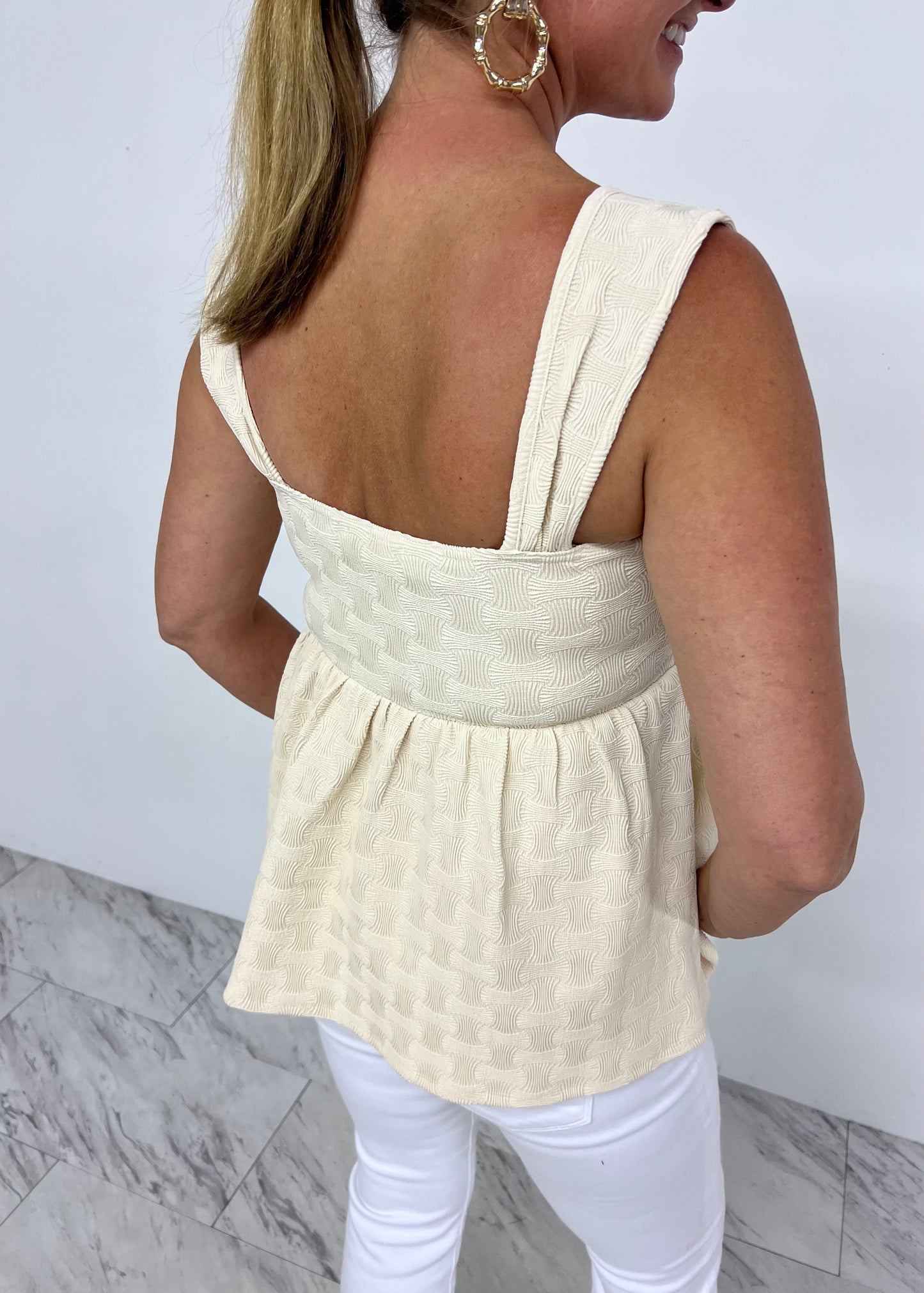 Teely Textured Tank Top (Cream)-FINAL SALE