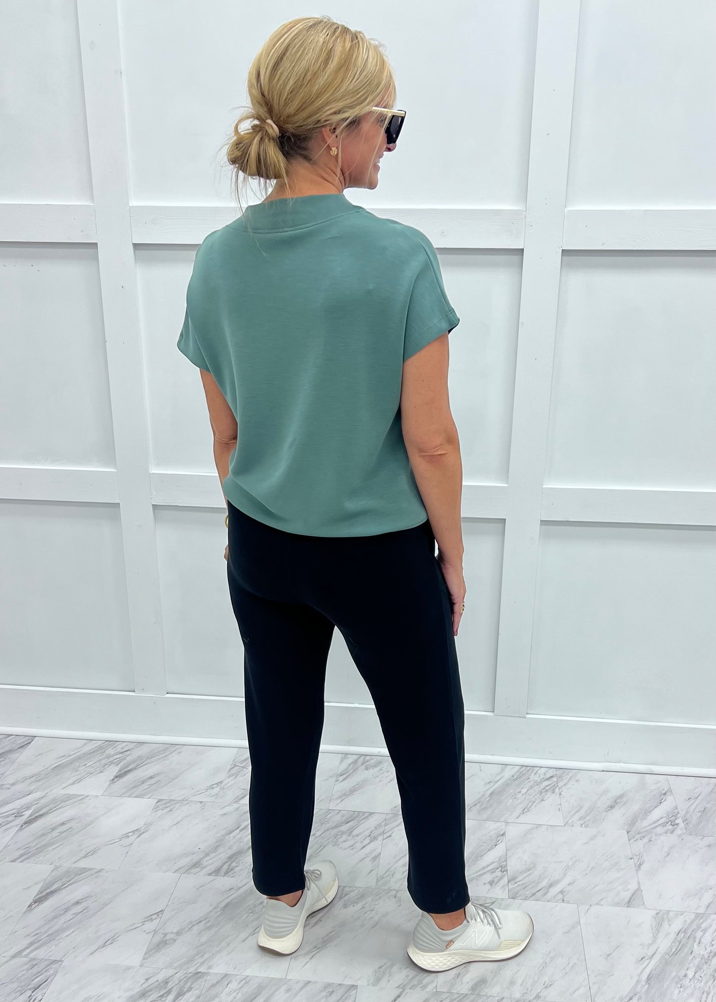 Campbell Cowl Neck Top (Green)