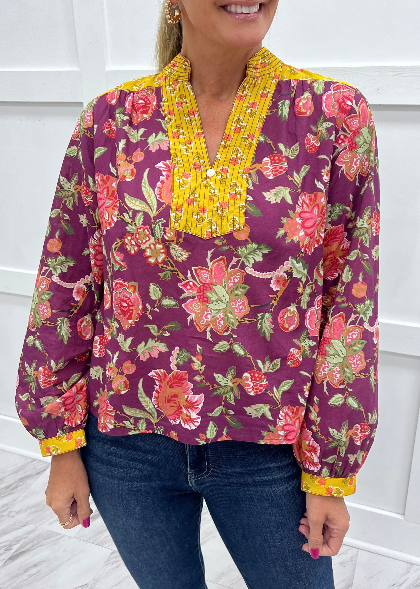 Lagos Mixed Print Floral Top
