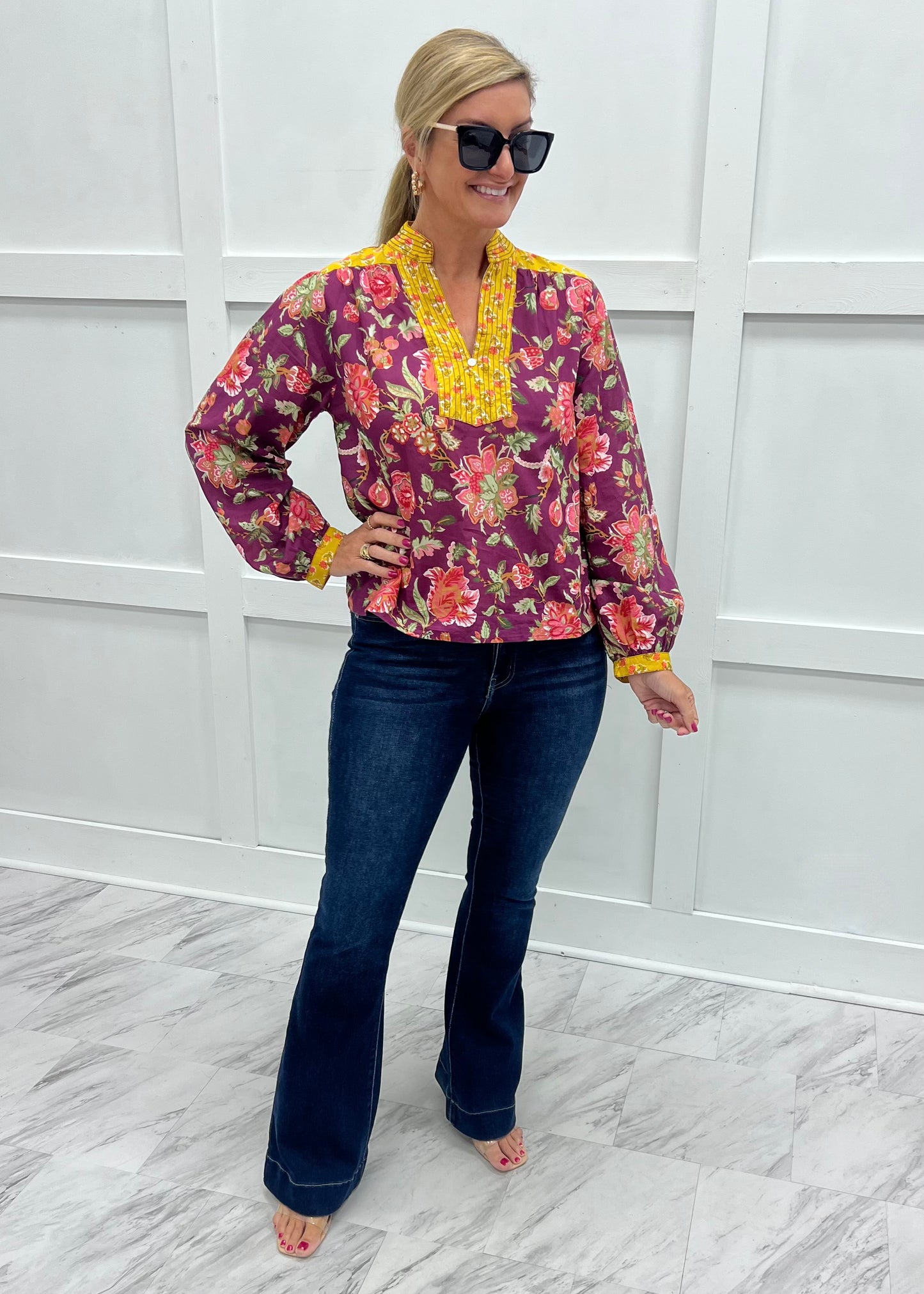 Lagos Mixed Print Floral Top