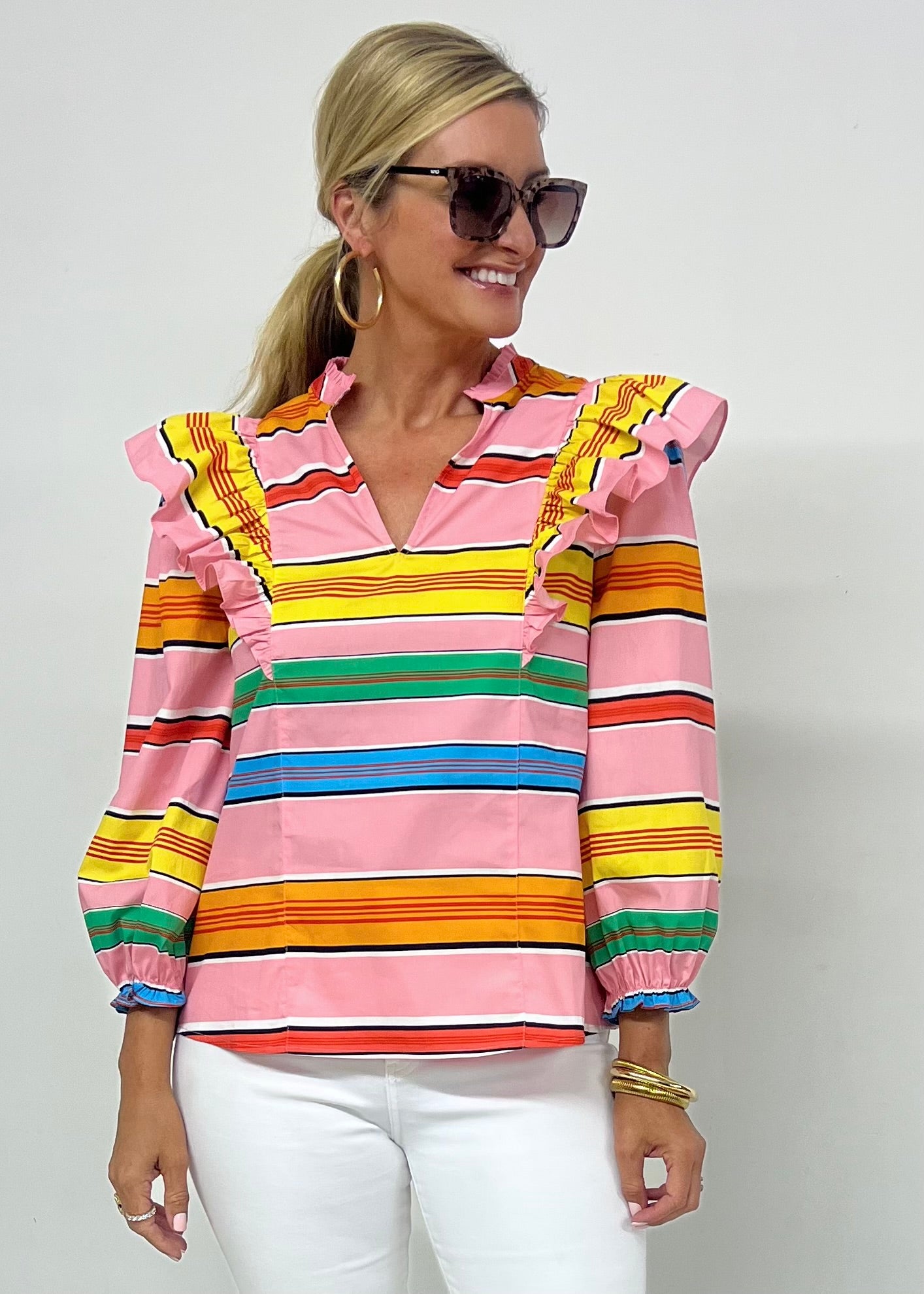 Viya Stripe V.Neck Top-FINAL SALE