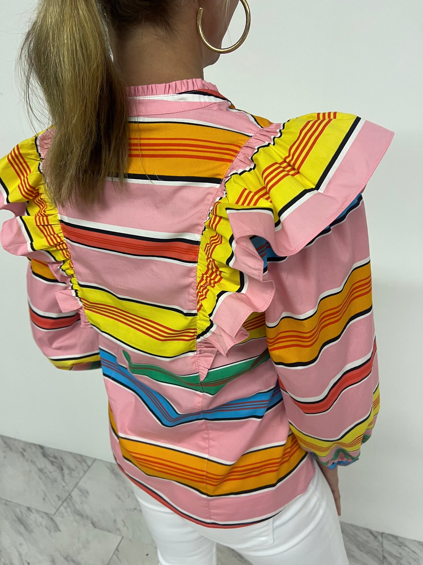 Viya Stripe V.Neck Top-FINAL SALE