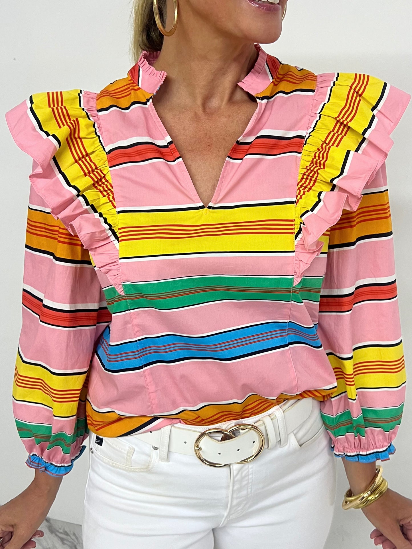 Viya Stripe V.Neck Top-FINAL SALE