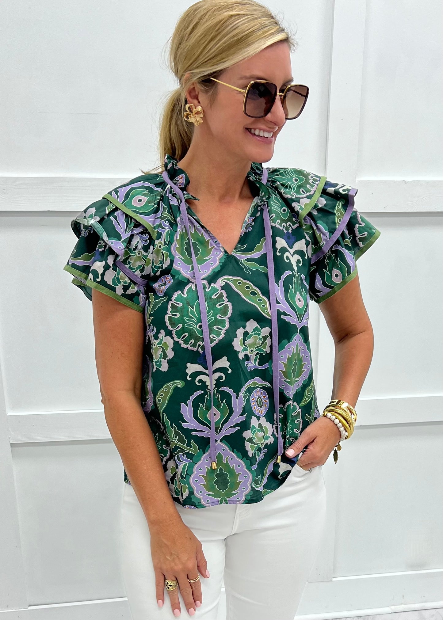 Jade Flutter Sleeve Top-FINAL SALE