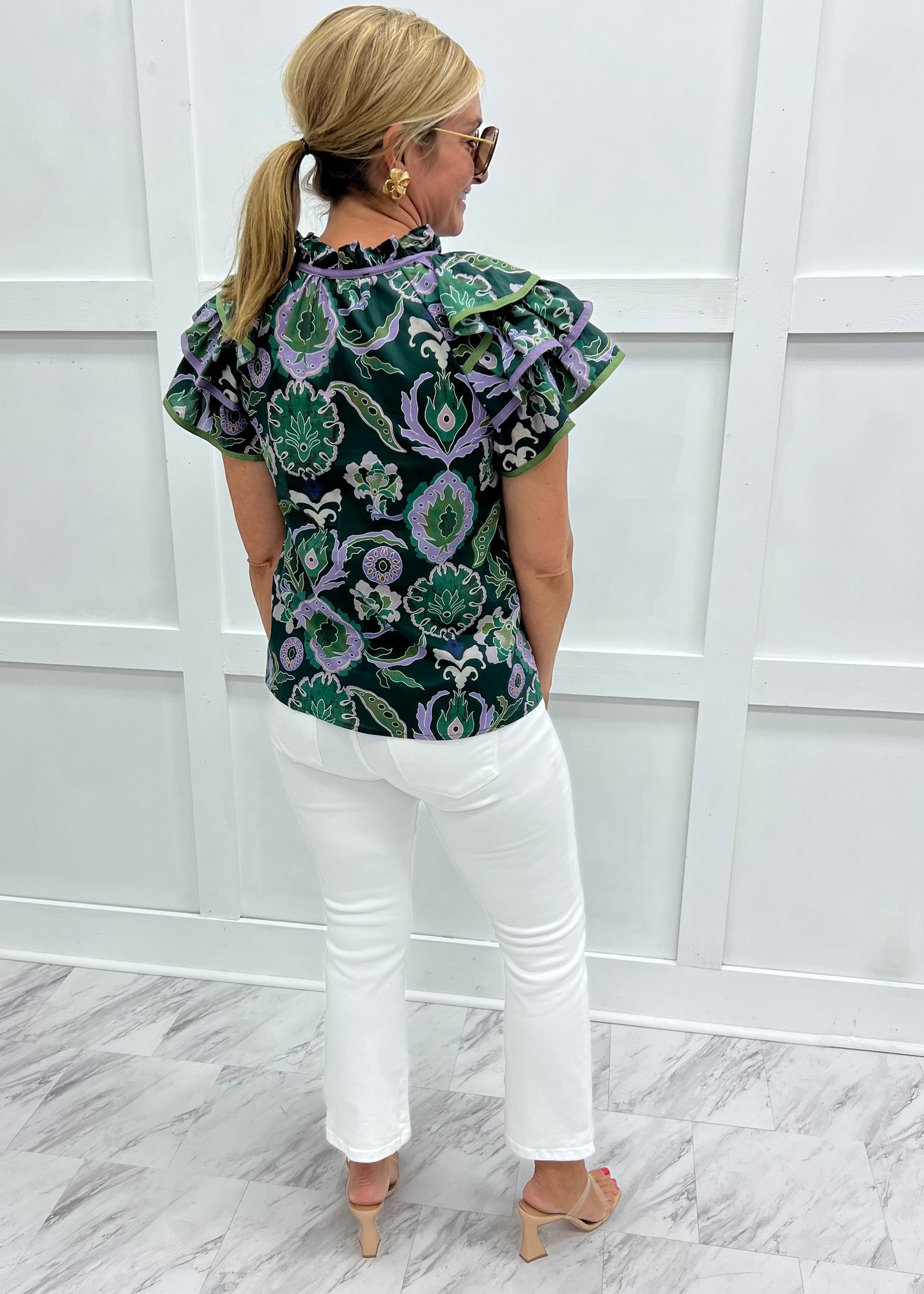 Jade Flutter Sleeve Top-FINAL SALE
