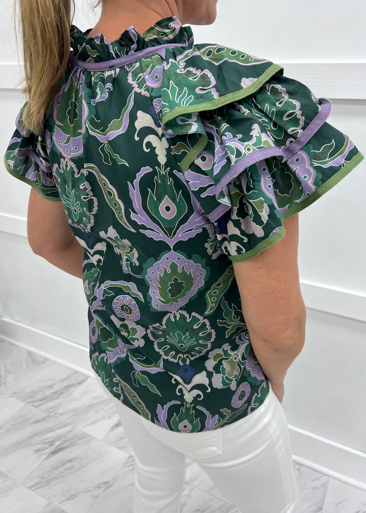 Jade Flutter Sleeve Top-FINAL SALE