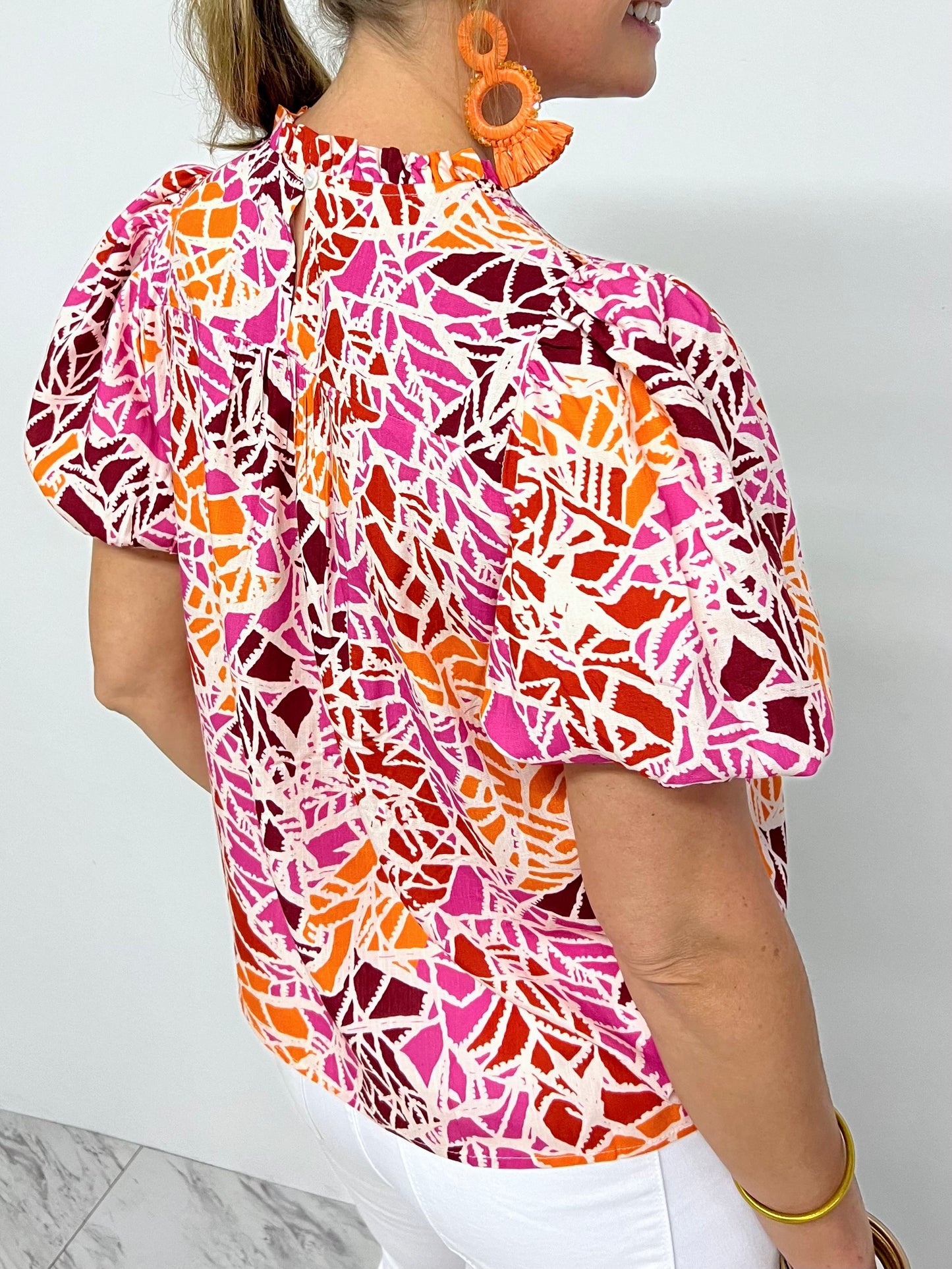 McKenna Print Puff Sleeve Top -- FINAL SALE