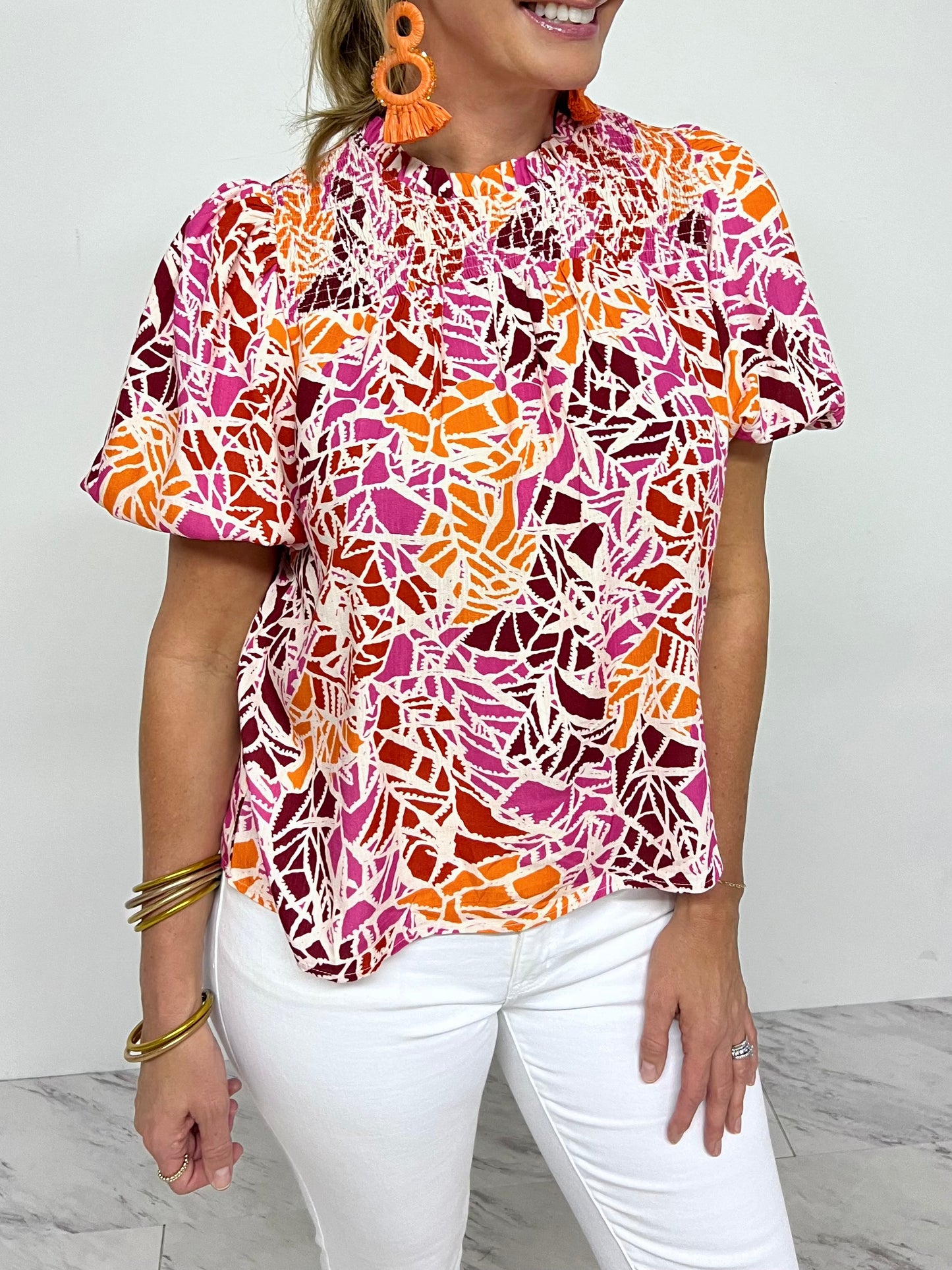 McKenna Print Puff Sleeve Top -- FINAL SALE