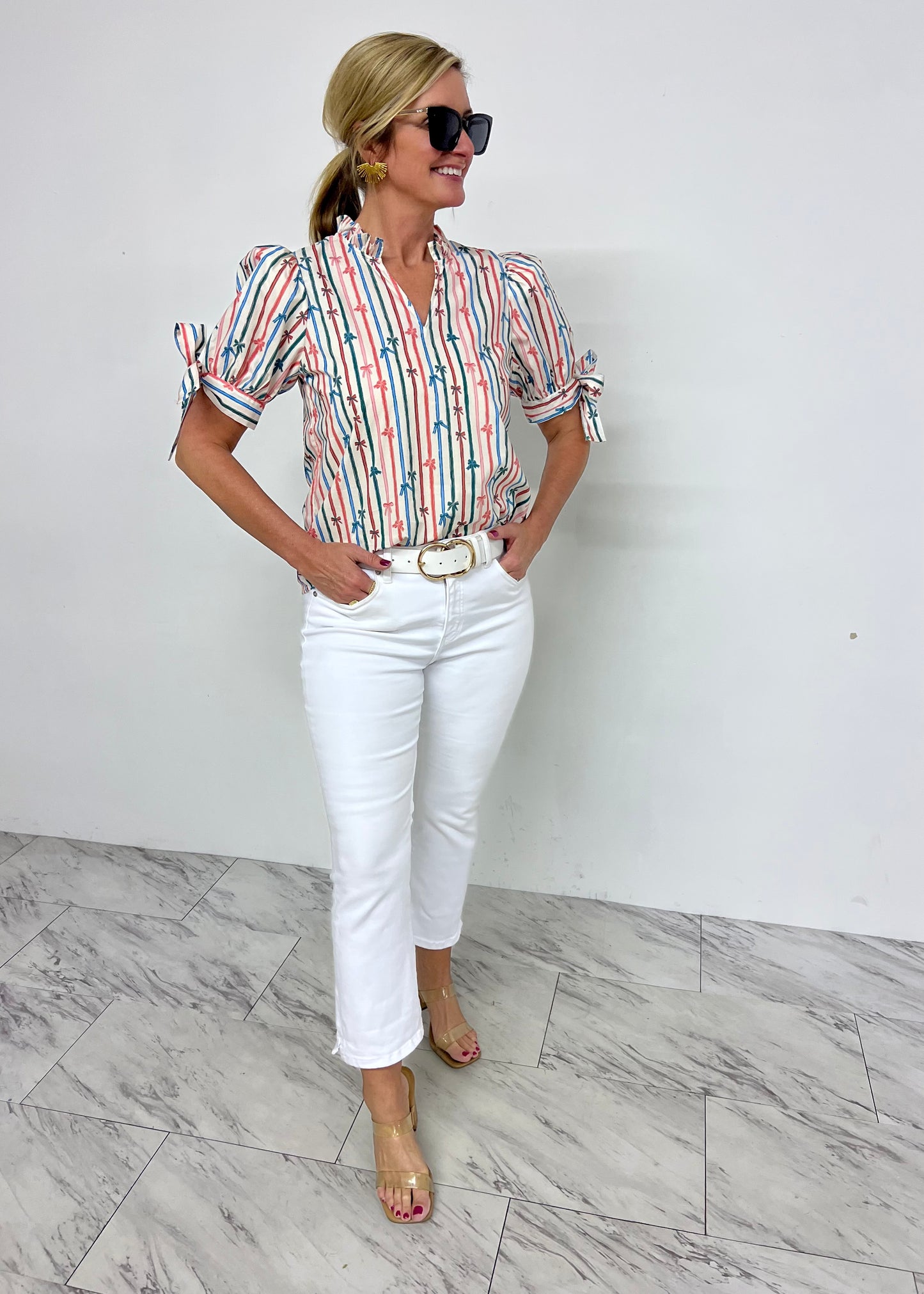 Tied To You Bow Print Top-FINAL SALE