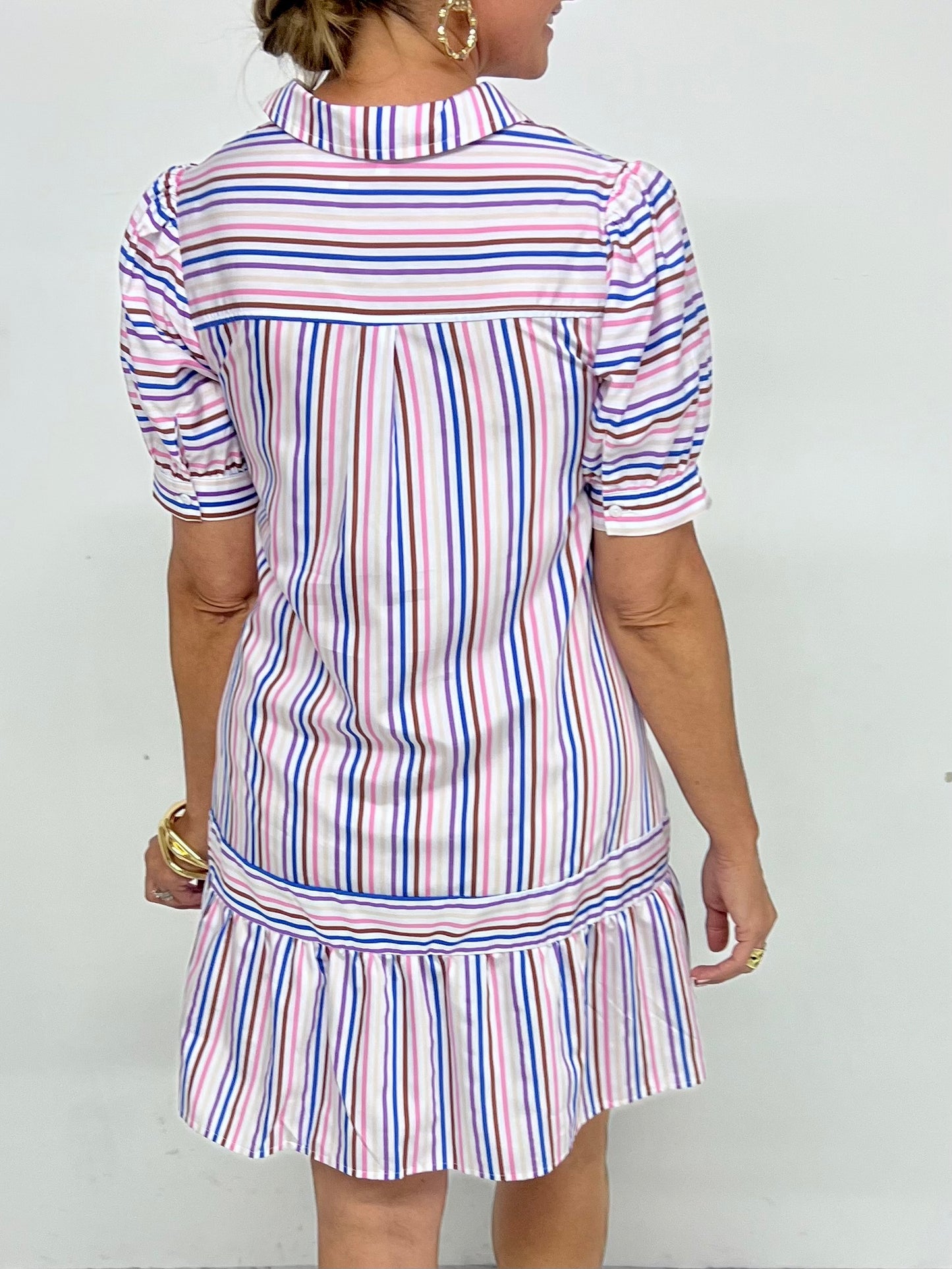 Marlena Multi Stripe Shirt Dress-FINAL SALE