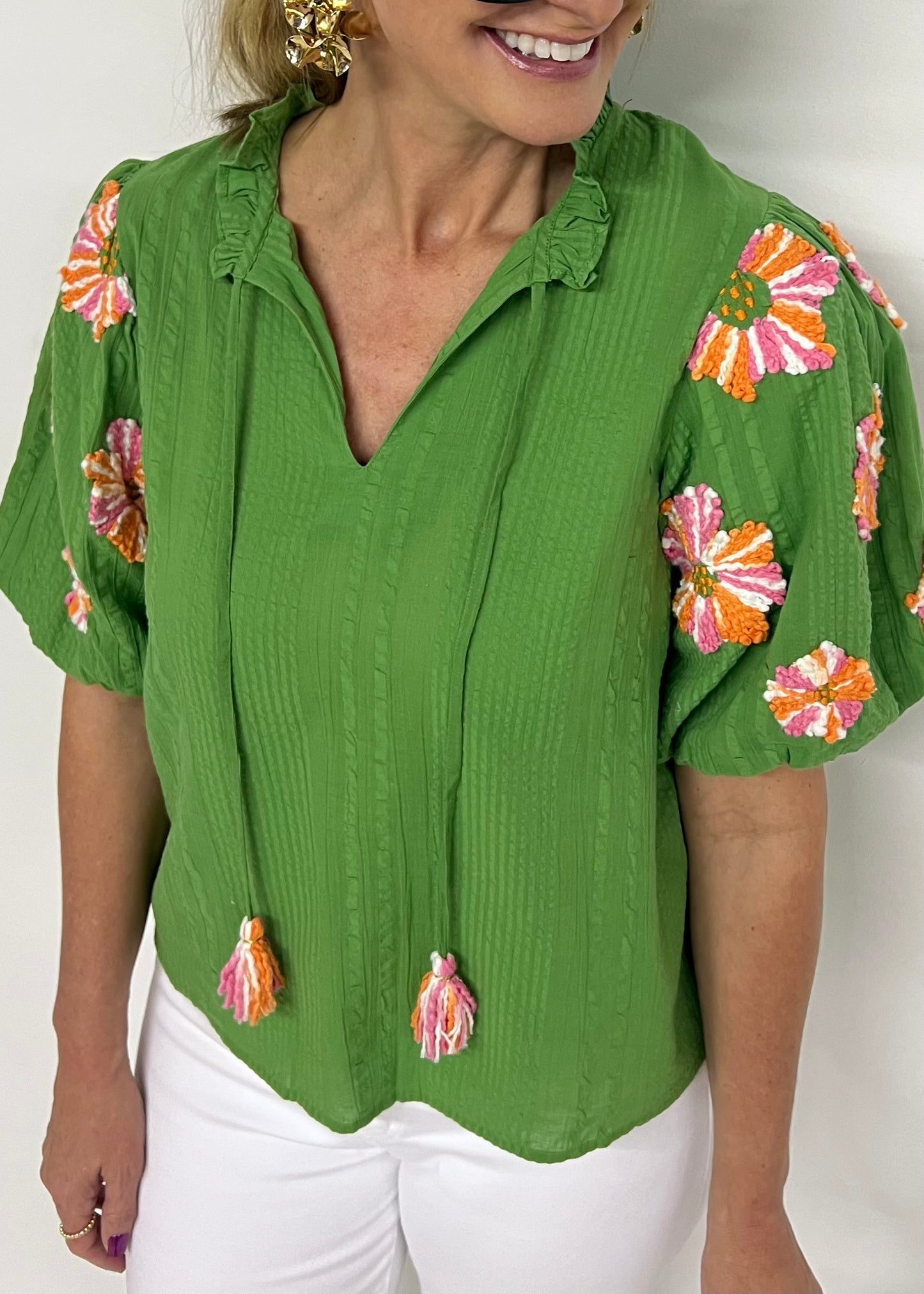 Samara Embroidered Puff Sleeve Top-FINAL SALE
