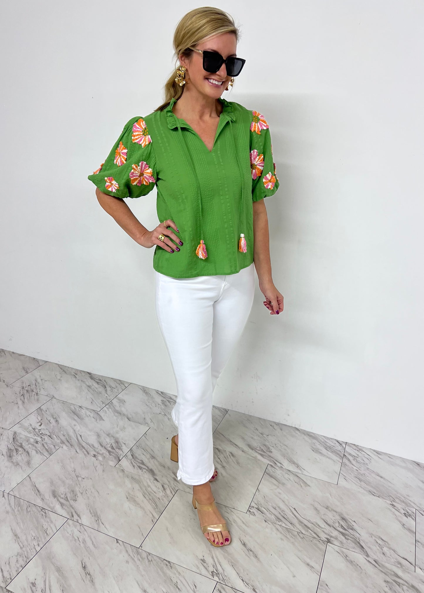 Samara Embroidered Puff Sleeve Top-FINAL SALE