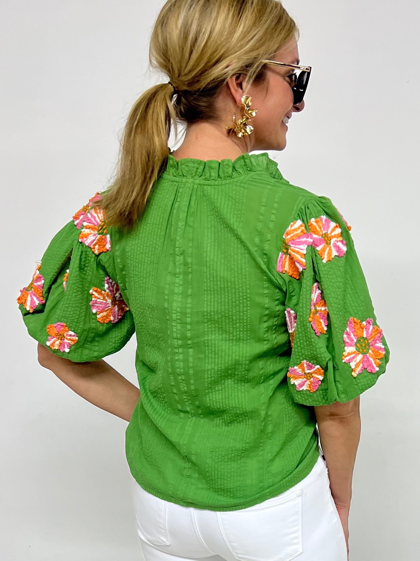 Samara Embroidered Puff Sleeve Top-FINAL SALE