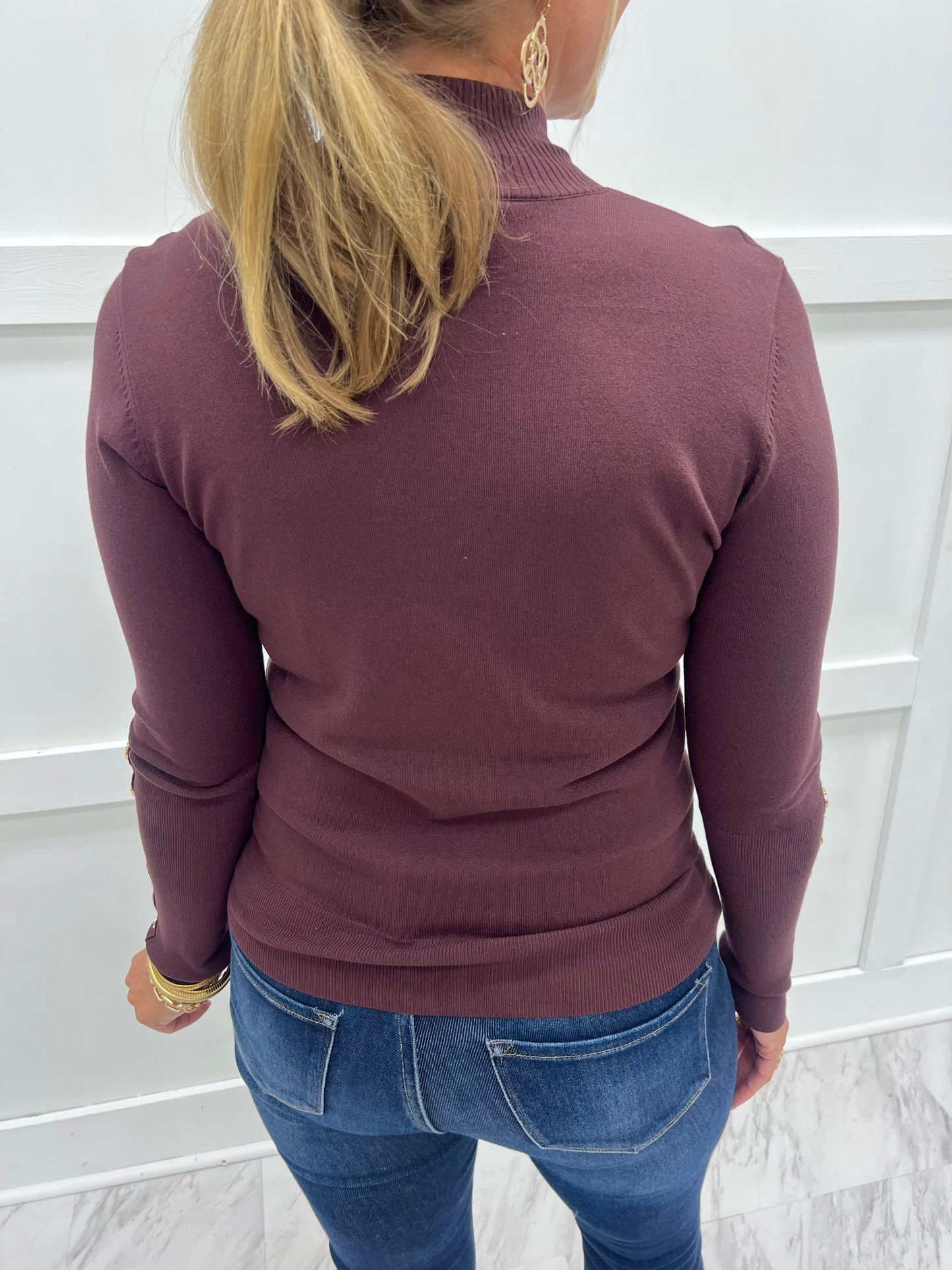 Veronica Chocolate + Button Sleeve Top