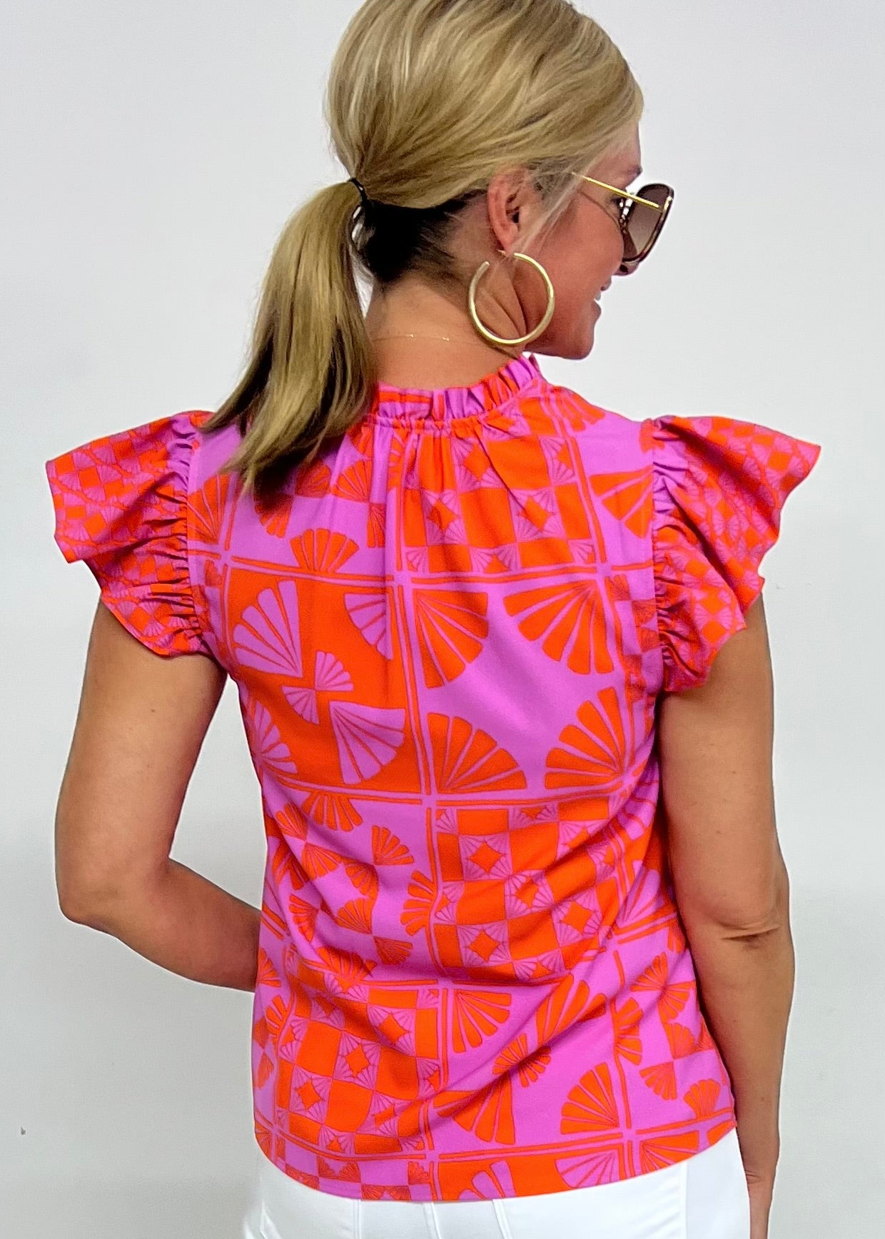 Somerset Print + Ruffle Top-FINAL SALE