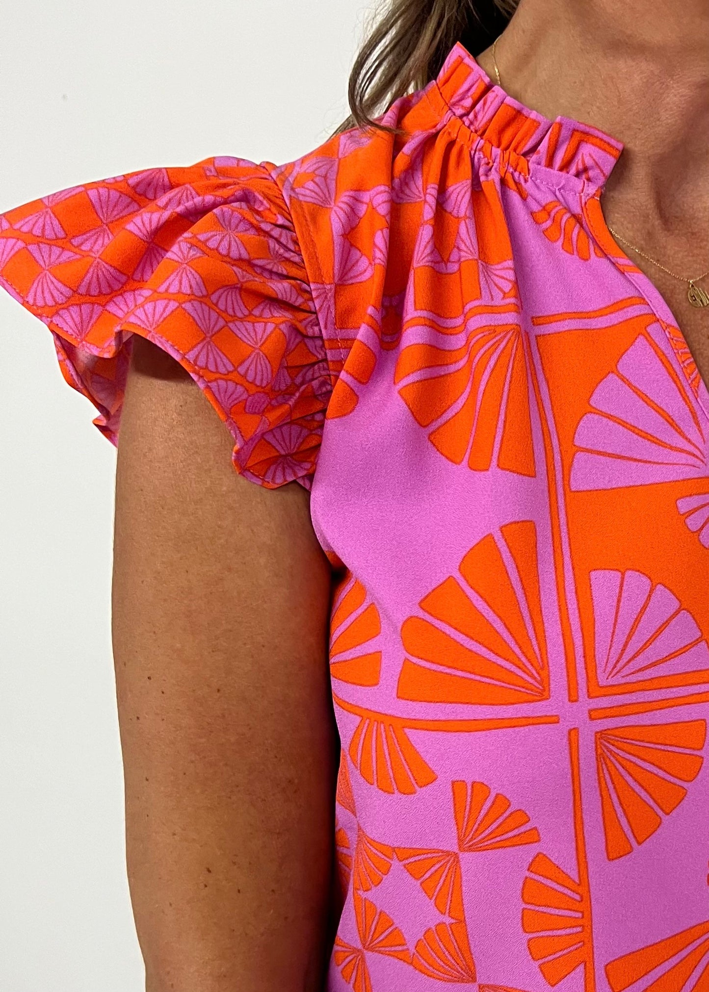 Somerset Print + Ruffle Top-FINAL SALE