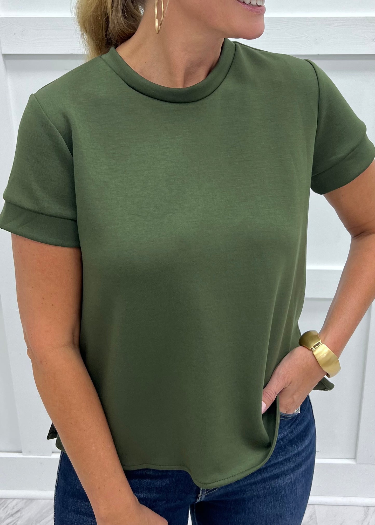 Gal On The Go Scuba Top (Olive)