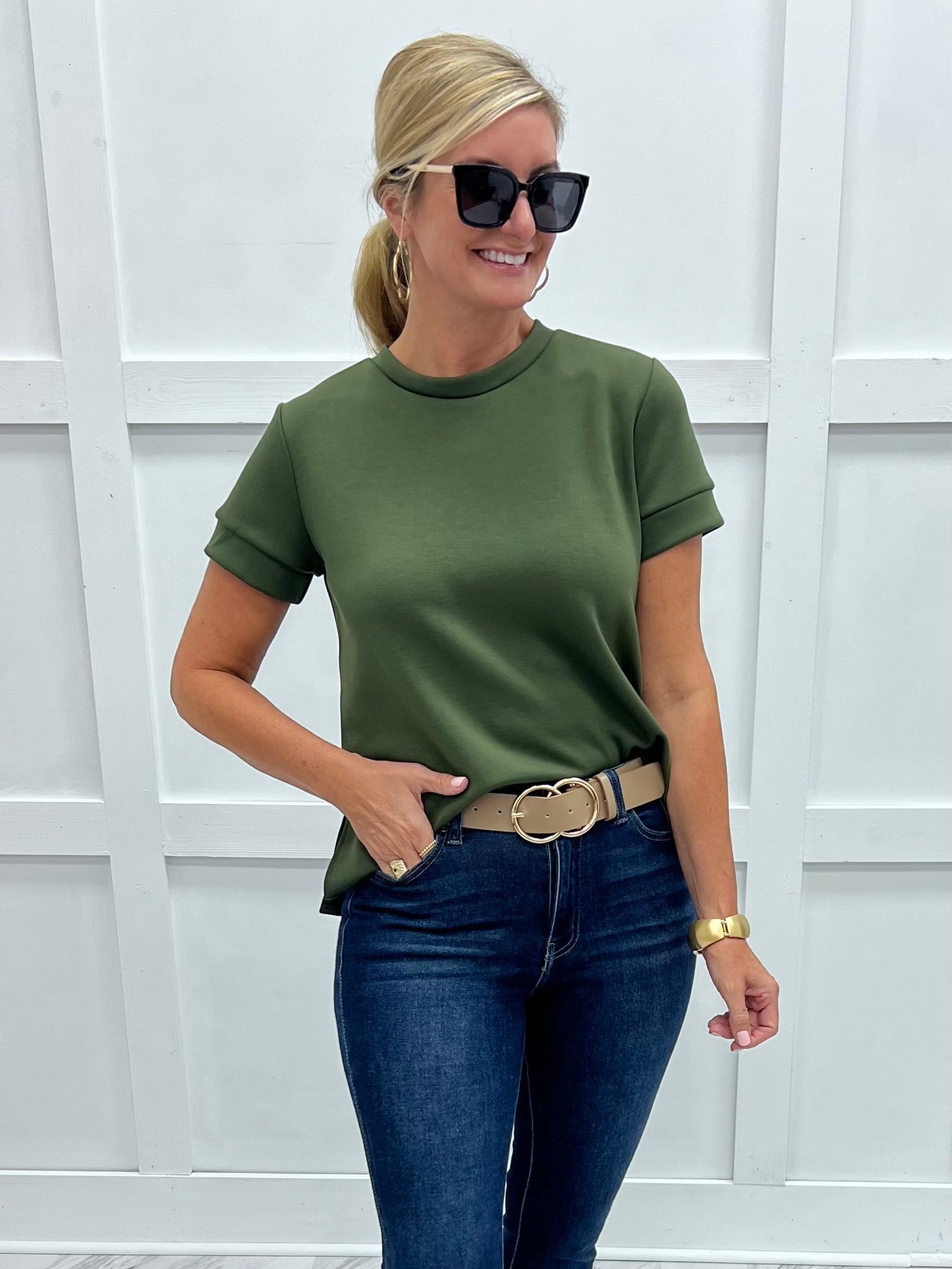 Gal On The Go Scuba Top (Olive)