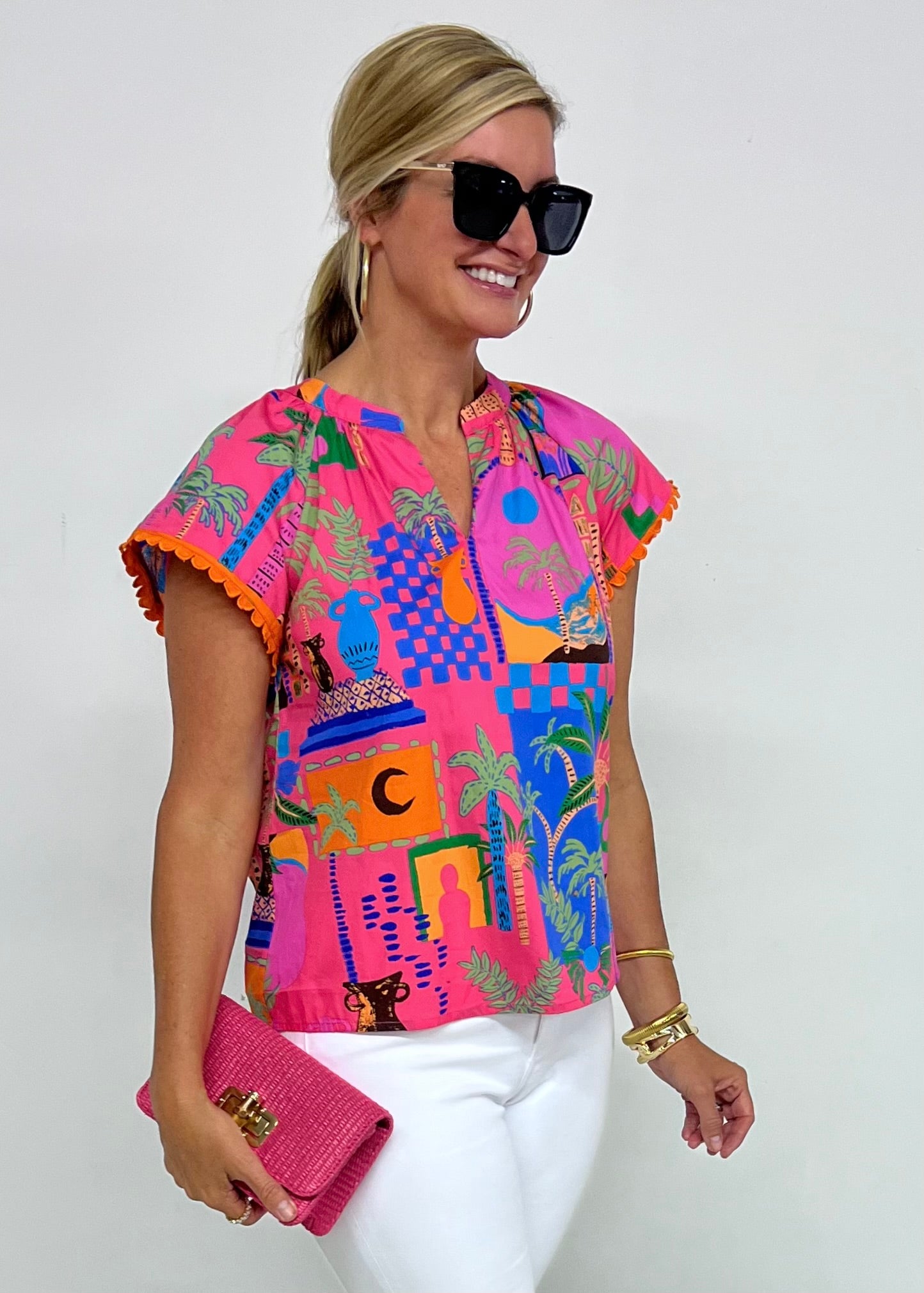 Tulum Tropical Print Top-FINAL SALE