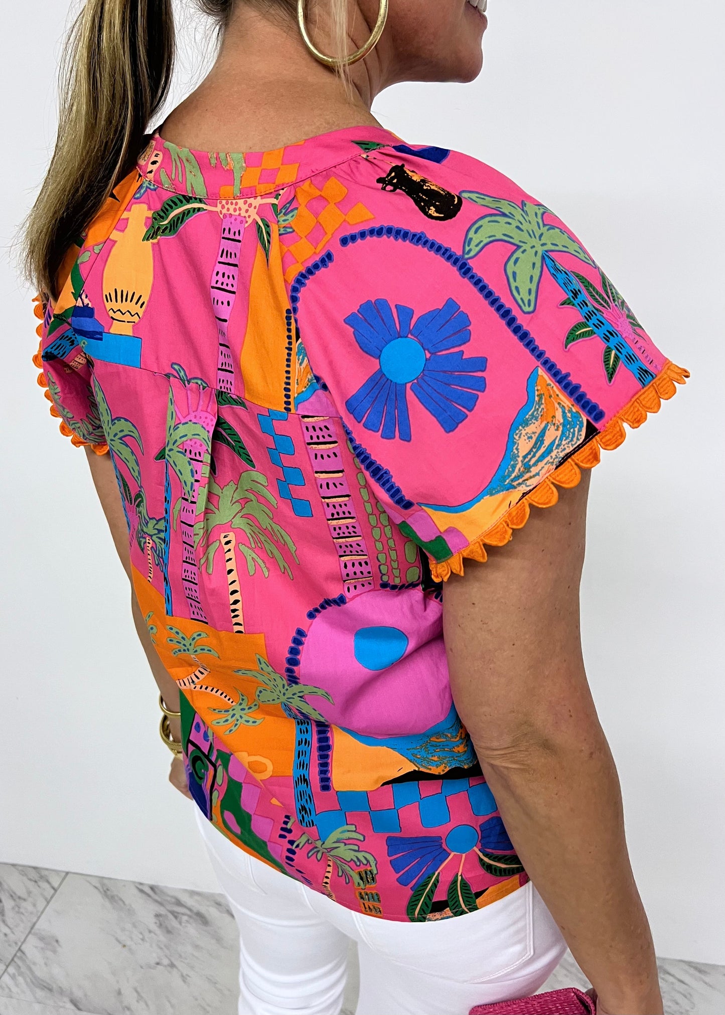 Tulum Tropical Print Top-FINAL SALE