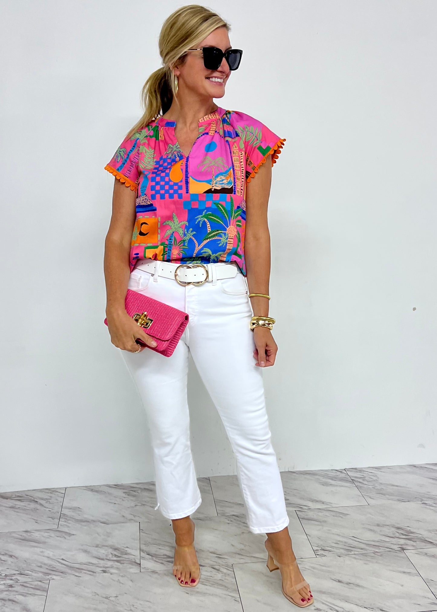 Tulum Tropical Print Top-FINAL SALE