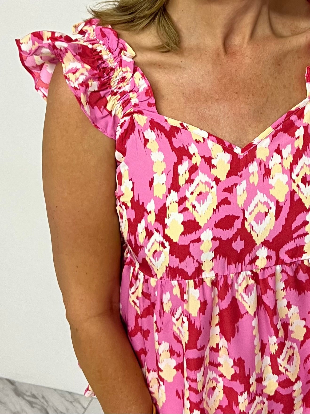 Flirt Print Sweetheart Top- FINAL SALE