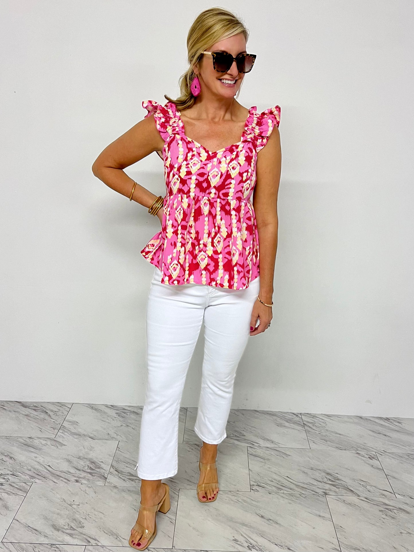 Flirt Print Sweetheart Top- FINAL SALE