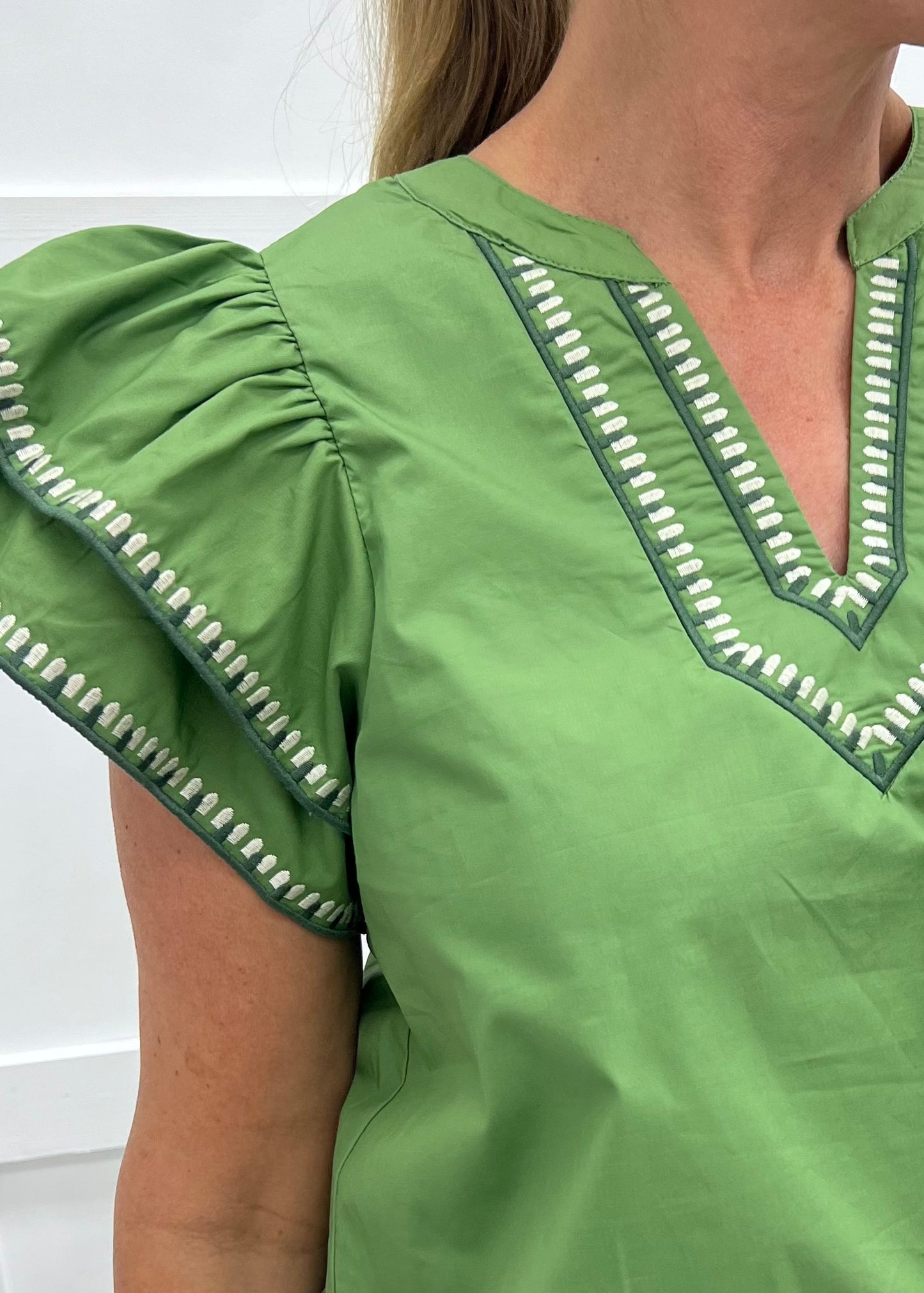 Addison Embroidered Top (Olive)