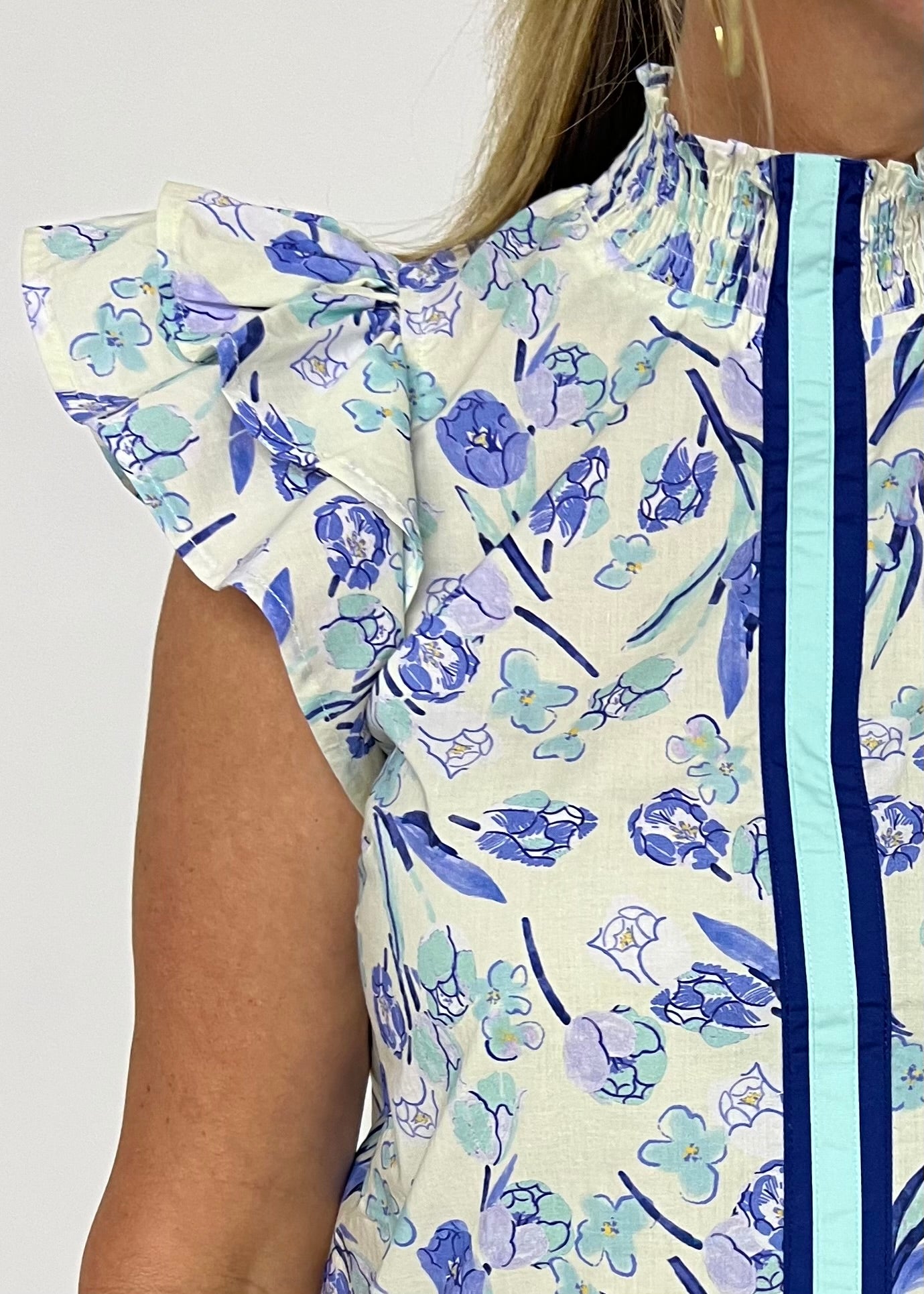 Bluebell Flower + Stripe Top-FINAL SALE