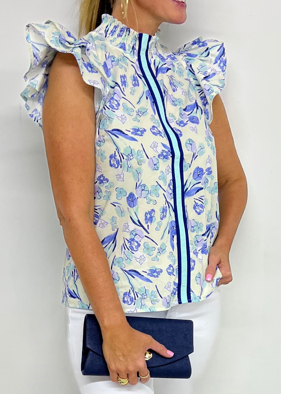 Bluebell Flower + Stripe Top-FINAL SALE