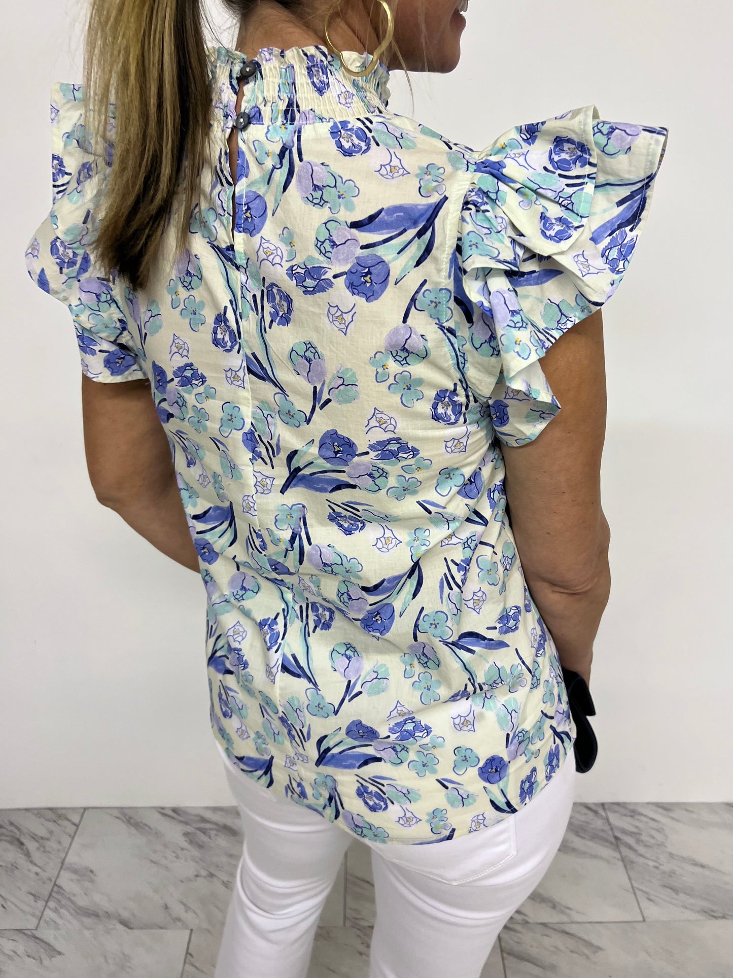 Bluebell Flower + Stripe Top-FINAL SALE
