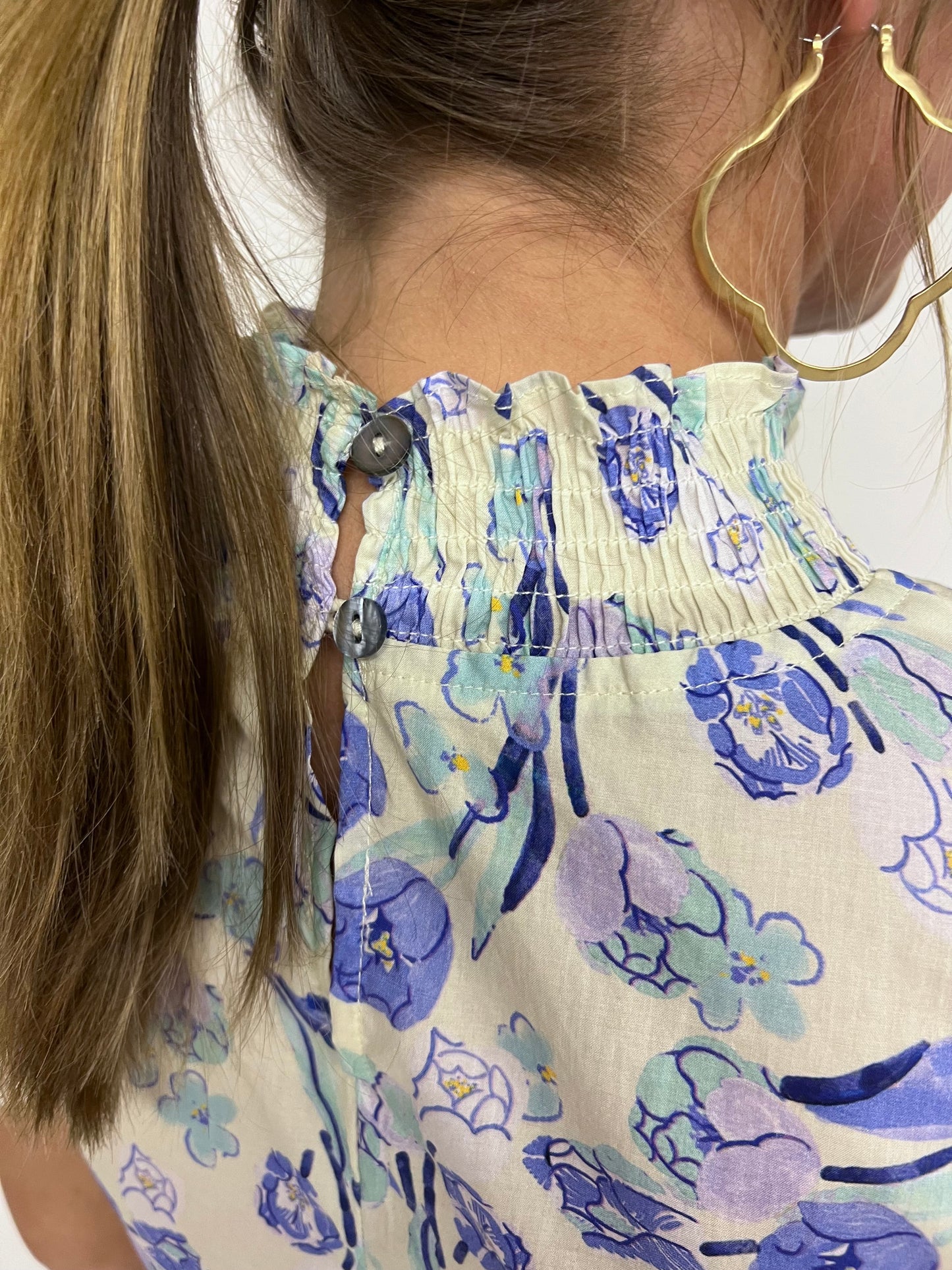 Bluebell Flower + Stripe Top-FINAL SALE