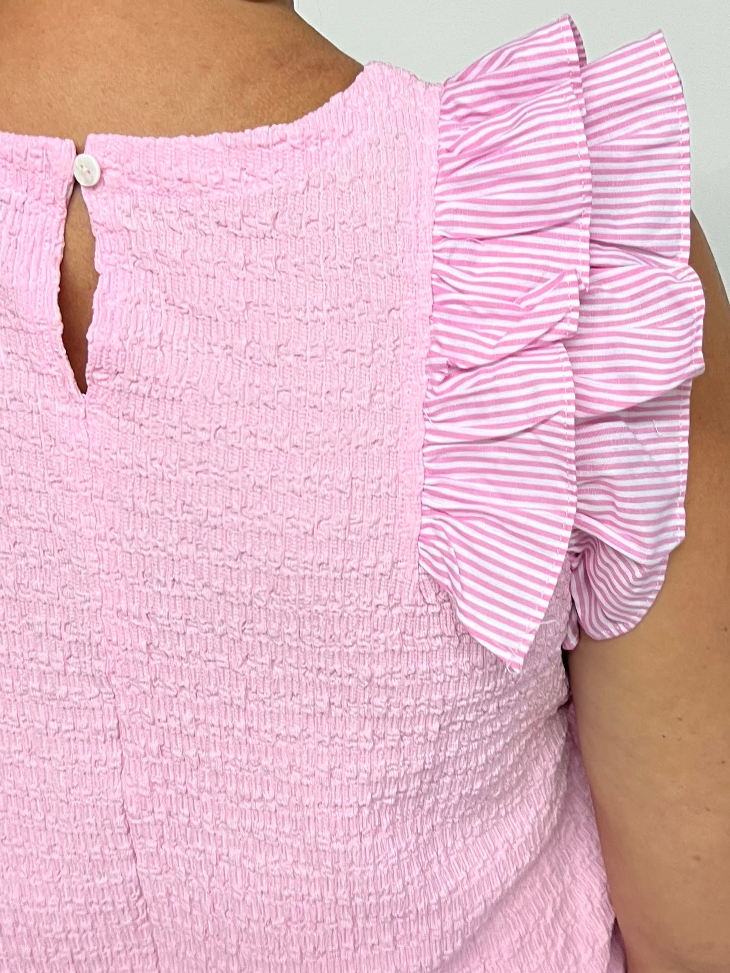Lilith Pink Textured Stripe Top-FINAL SALE