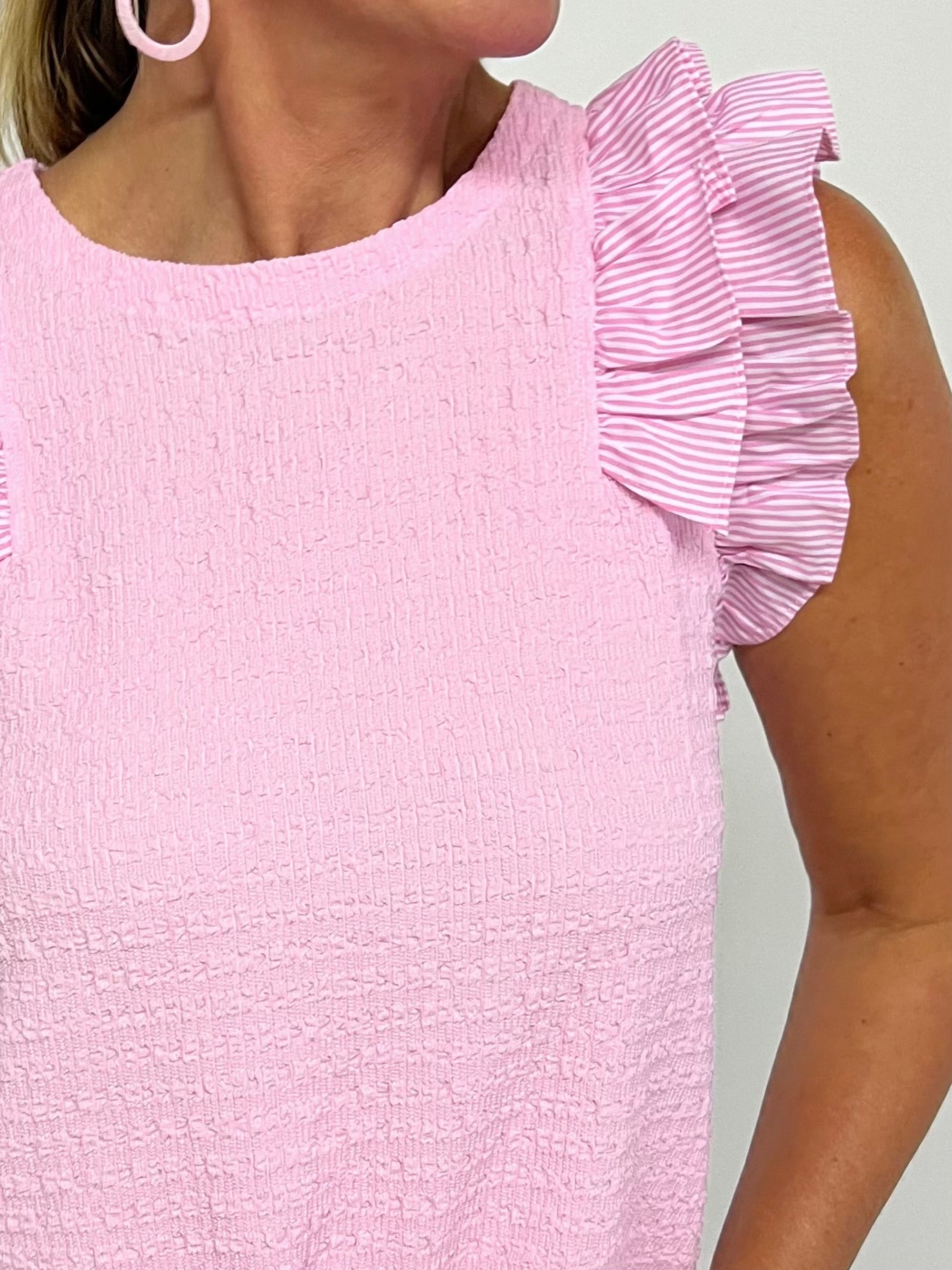 Lilith Pink Textured Stripe Top-FINAL SALE
