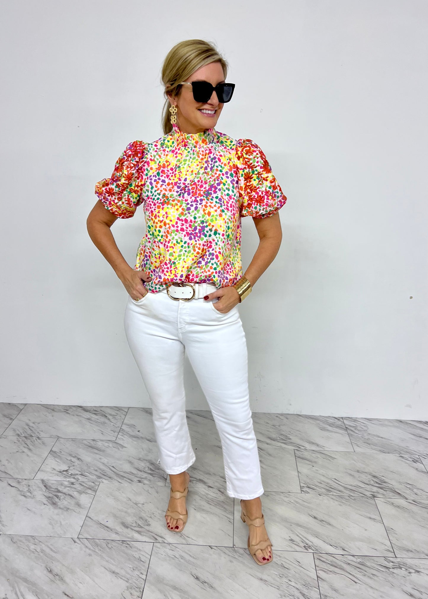 Spots Season Bright + Embroidered Top-FINAL SALE