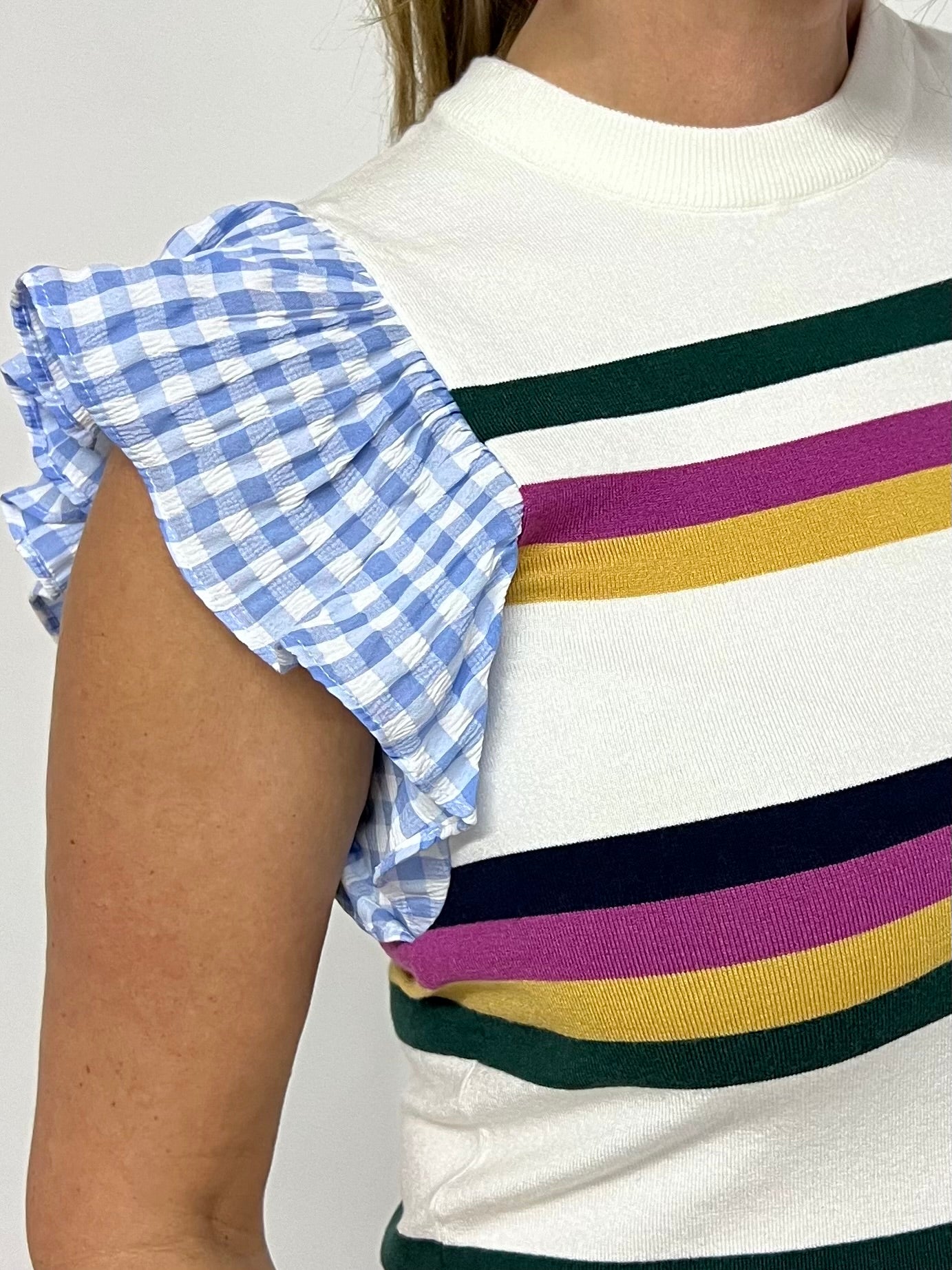On Your Mind Stripe + Gingham Top - FINAL SALE